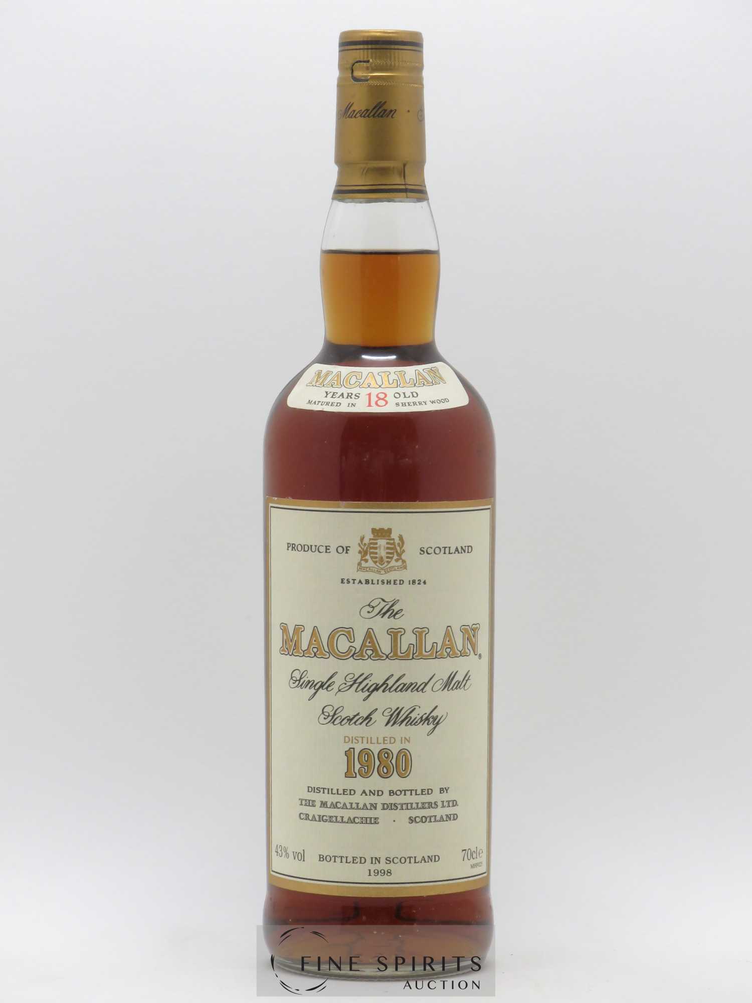 Macallan (The) 18 years 1980 Of. Sherry Wood Matured - bottled 1998 - Lot of 1 bottle - 1