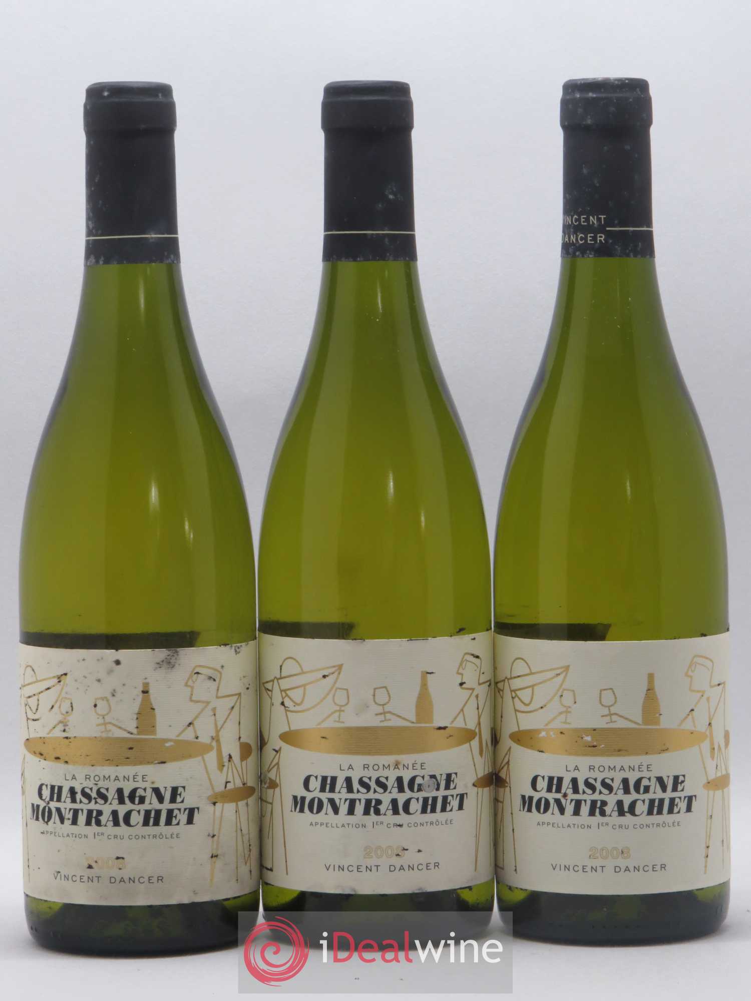 Chassagne-Montrachet 1er Cru La Romanée Vincent Dancer 2008 - Posten von 3 Flaschen - 0