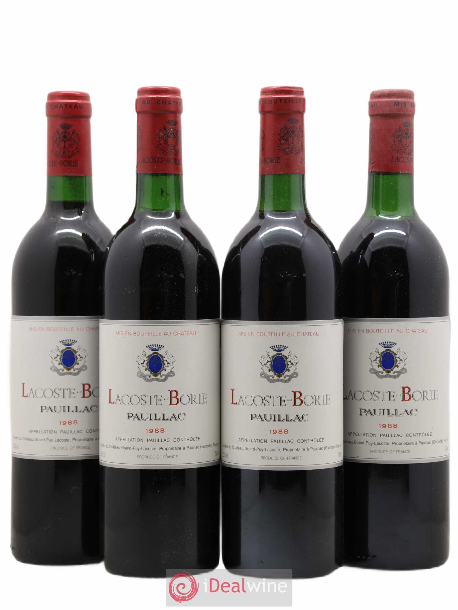 Lacoste Borie 1988 - Lot de 4 bouteilles - 0