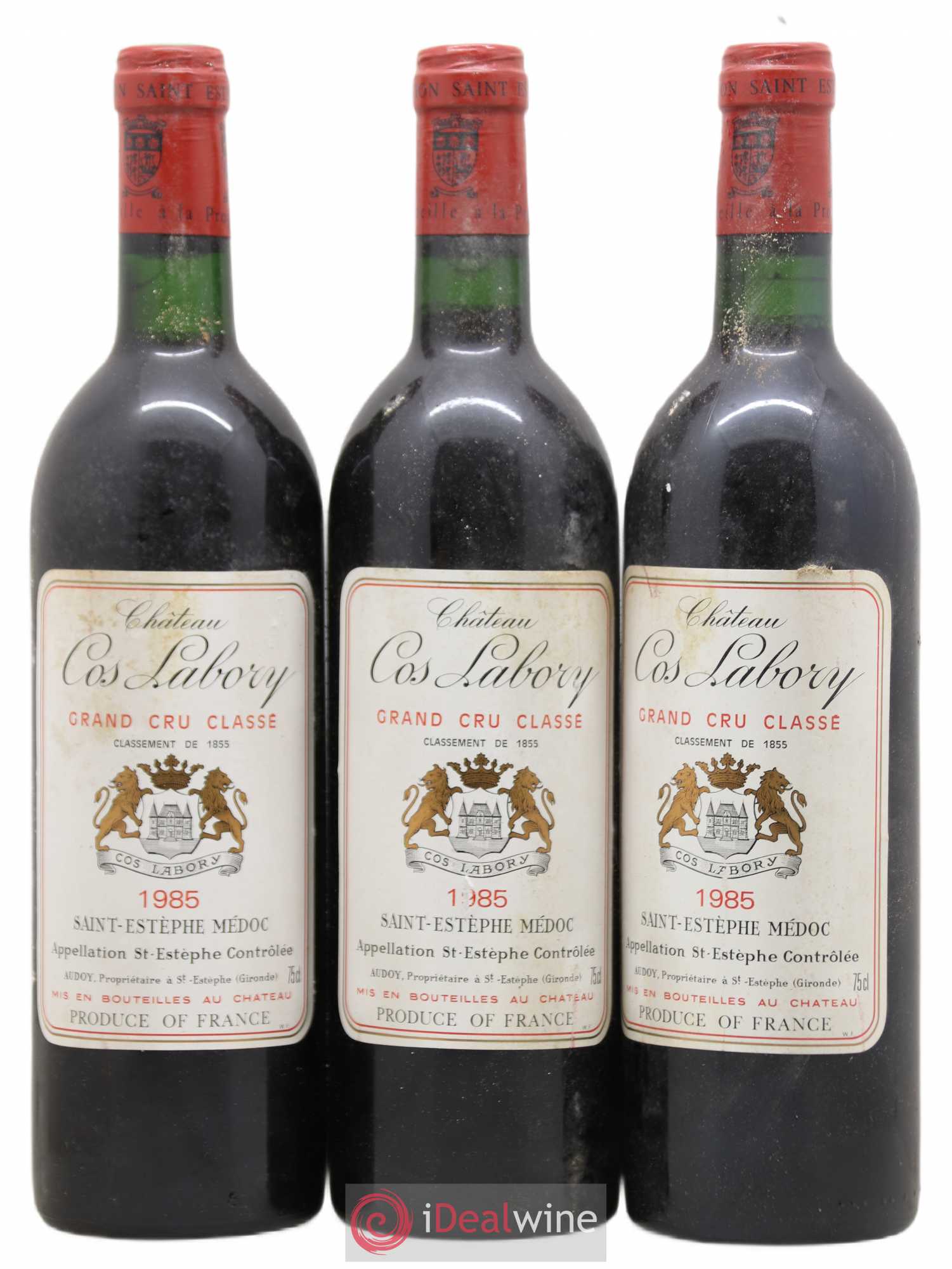 Château Cos Labory 5ème Grand Cru Classé 1985 - Lot de 3 bouteilles - 0