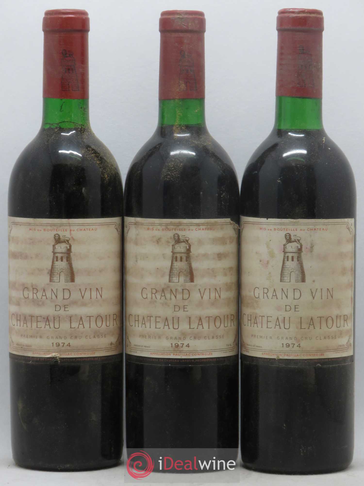 Château Latour 1er Grand Cru Classé 1974 - Lot de 3 bouteilles - 0