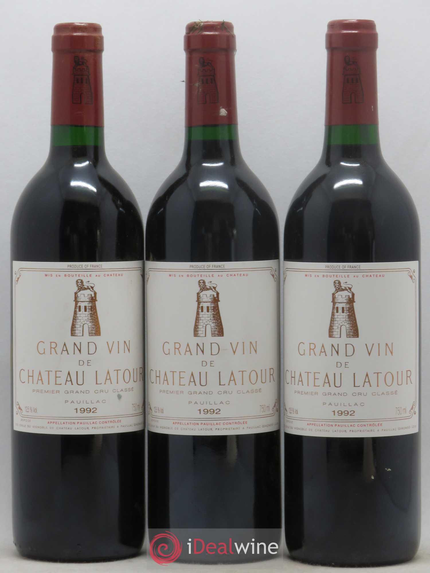 Château Latour 1er Grand Cru Classé 1992 - Lot de 3 bouteilles - 0