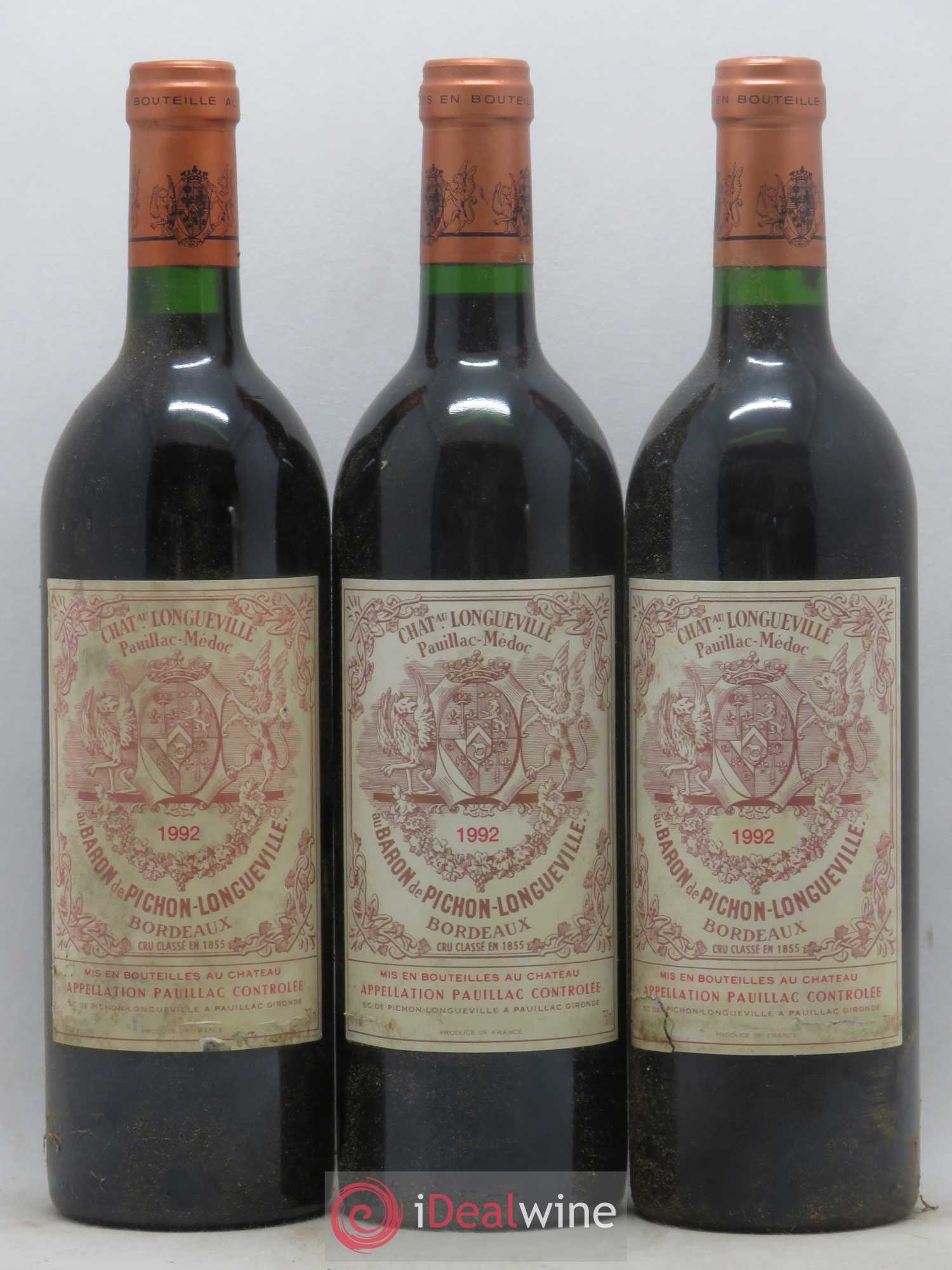 Pichon Longueville Baron 2ème Grand Cru Classé 1992 - Lot de 3 bouteilles - 0