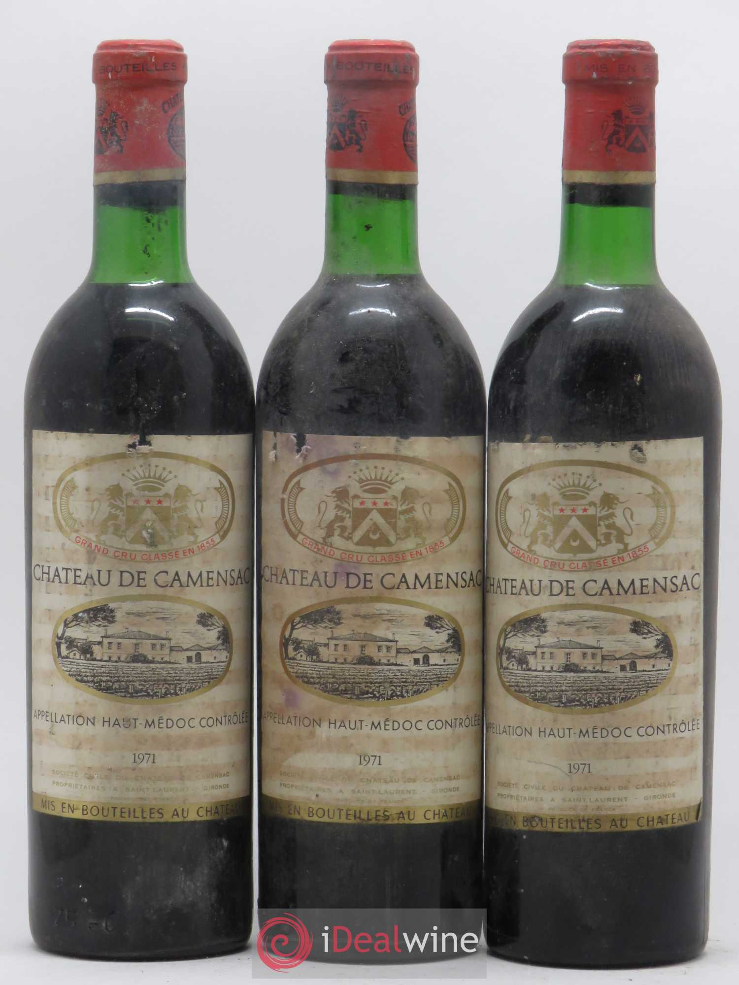 Château Camensac 5ème Grand Cru Classé 1971 - Lot de 3 bouteilles - 0