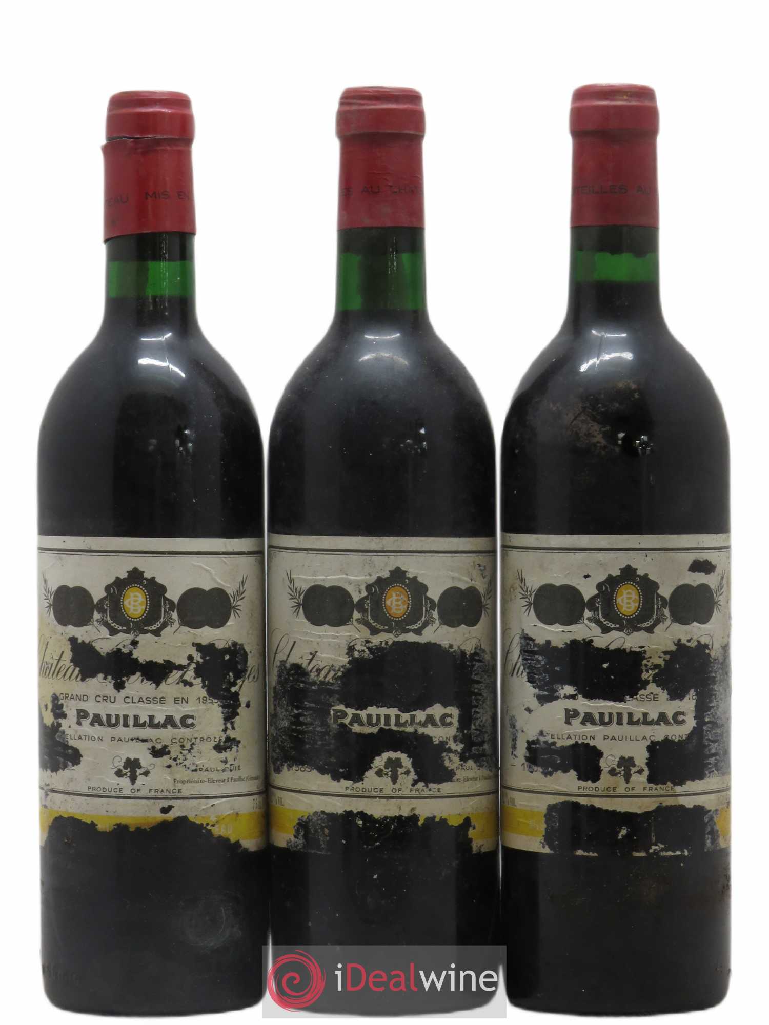 Château Croizet Bages 5ème Grand Cru Classé 1983 - Lot de 3 bouteilles - 0