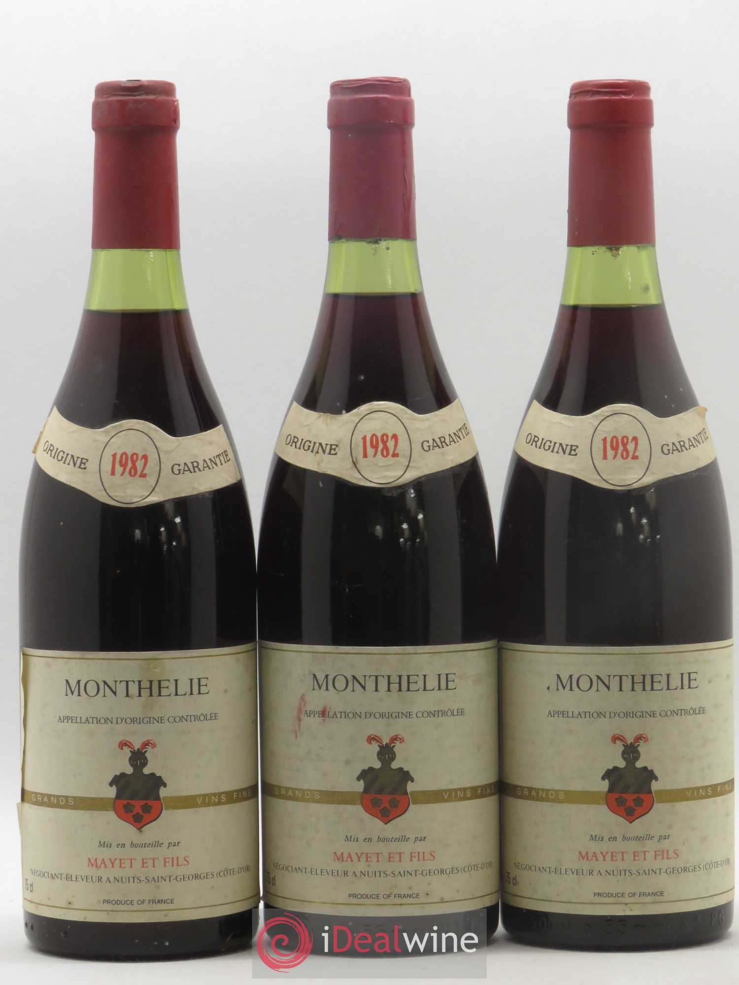 Monthélie Mayet et Fils 1982 - Lot de 3 bouteilles - 0