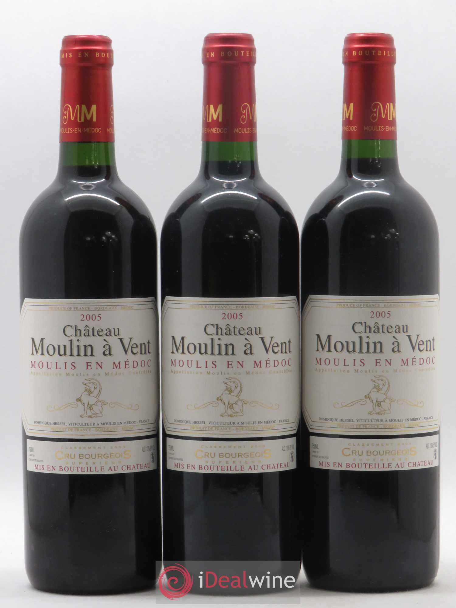 Château Moulin à Vent Cru Bourgeois 2005 - Lot de 3 bouteilles - 0