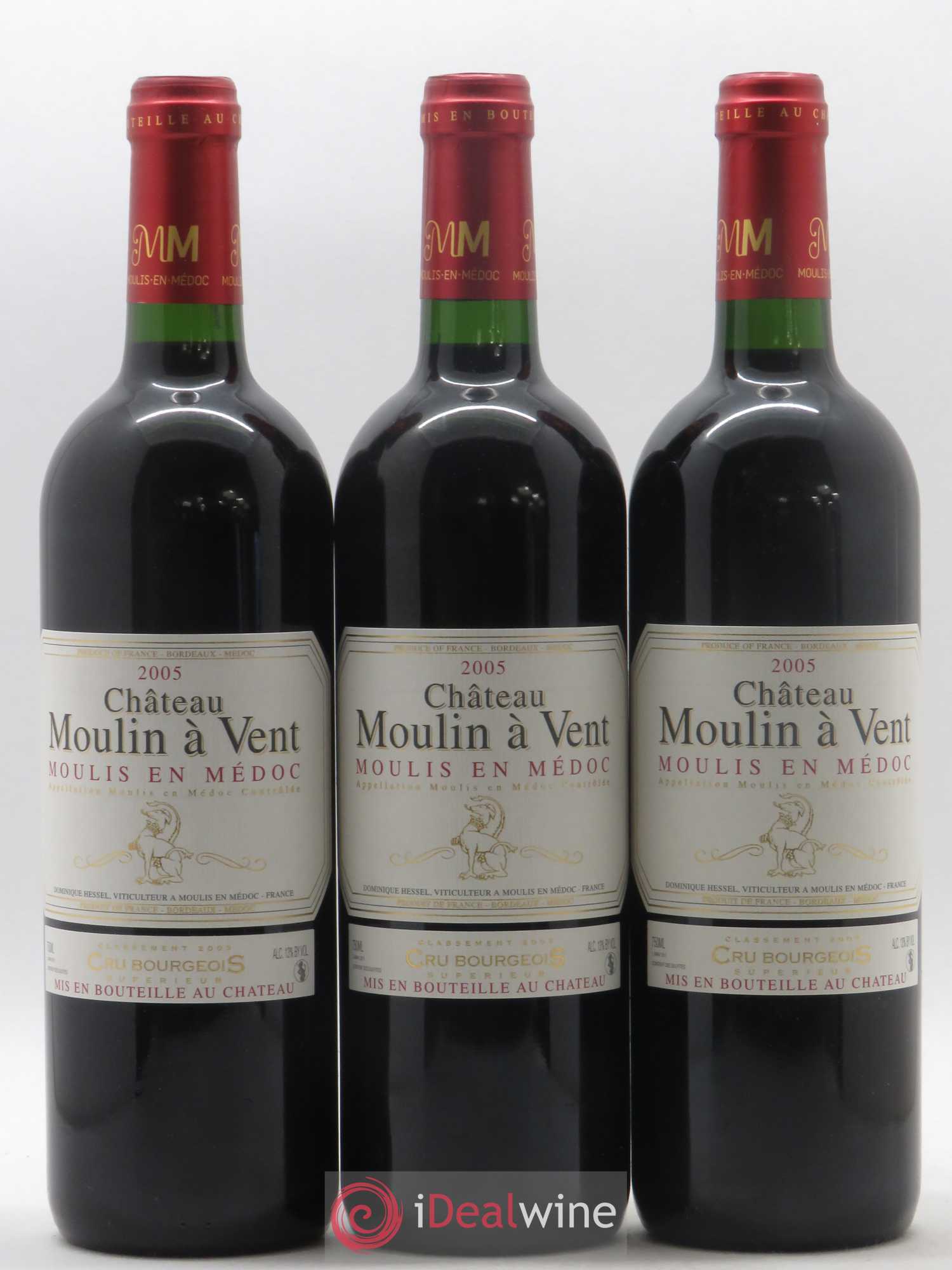 Château Moulin à Vent Cru Bourgeois 2005 - Lot de 3 bouteilles - 0