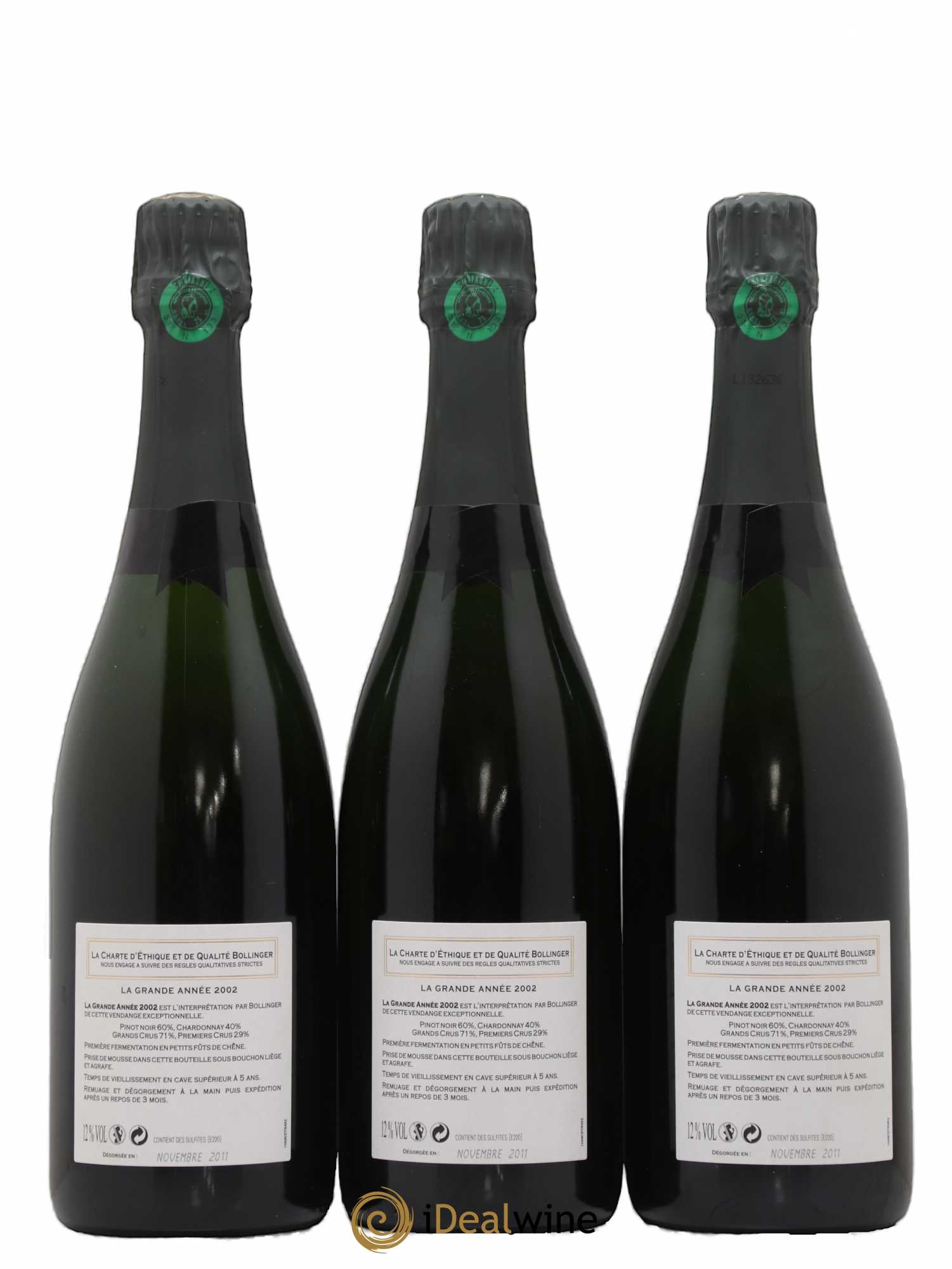 La Grande Année Brut Bollinger Brut 2002 - Lot de 3 bouteilles - 1