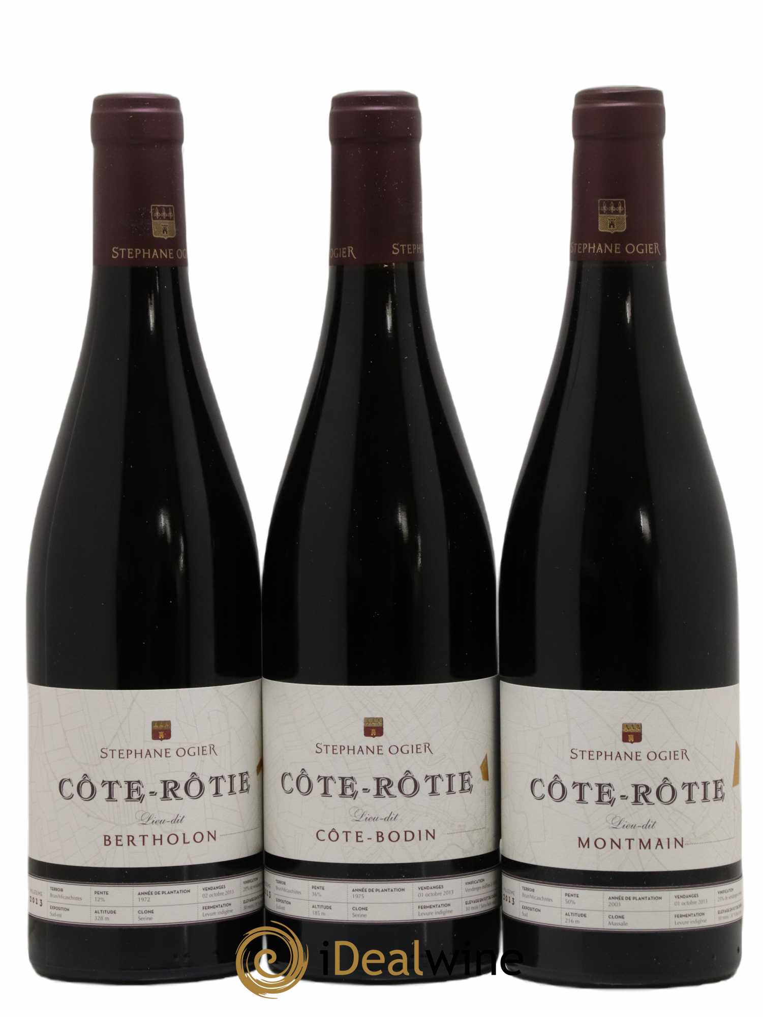 Assortiment Sélection Lieux-Dits Stéphane Ogier Fongeant, Montmain, La Viallière, Bertholon, Côte-Bodin, Cognet, Le Champon 2013 - Posten von 6 Flaschen - 2