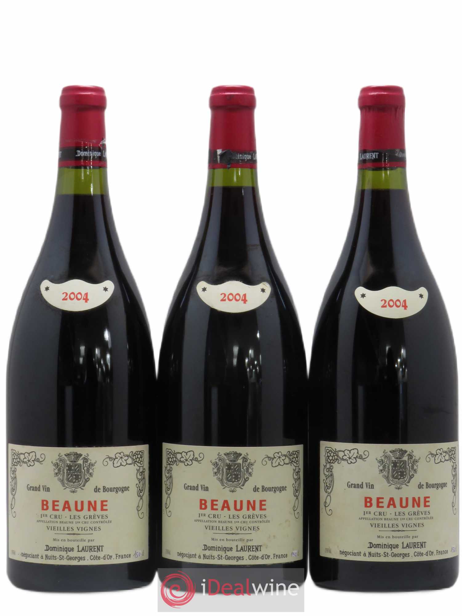 Beaune 1er Cru Les Grèves Vieilles Vignes Dominique Laurent 2004 - Lot de 3 magnums - 0