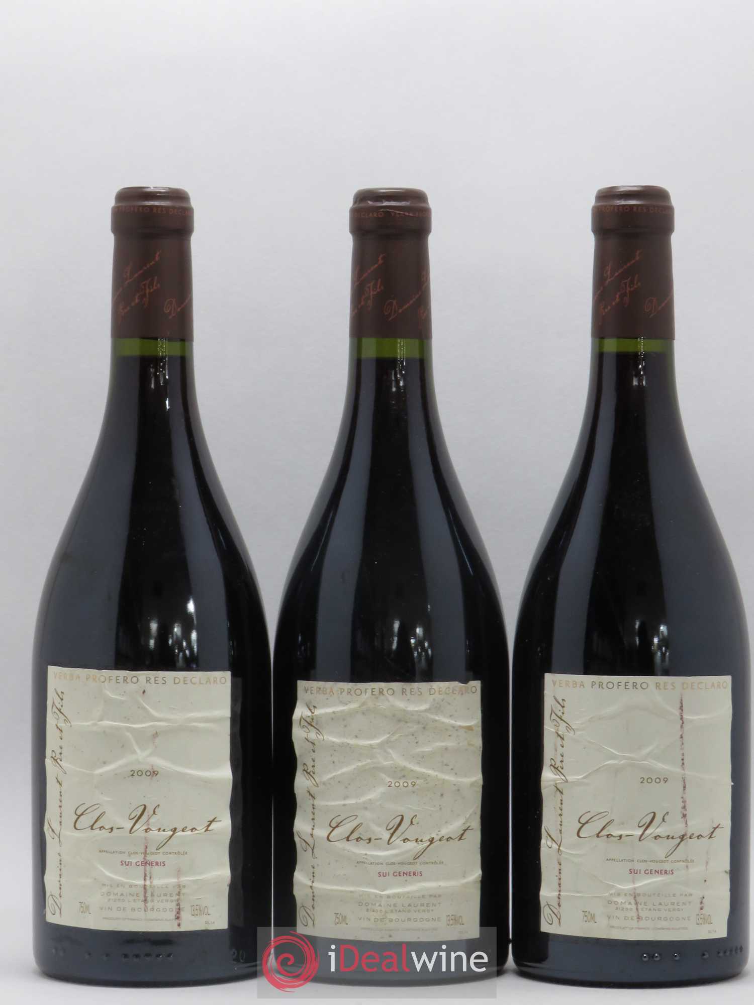 Clos de Vougeot Grand Cru Vieilles vignes Sui Generis Dominique Laurent 2009 - Lot de 3 bouteilles - 0