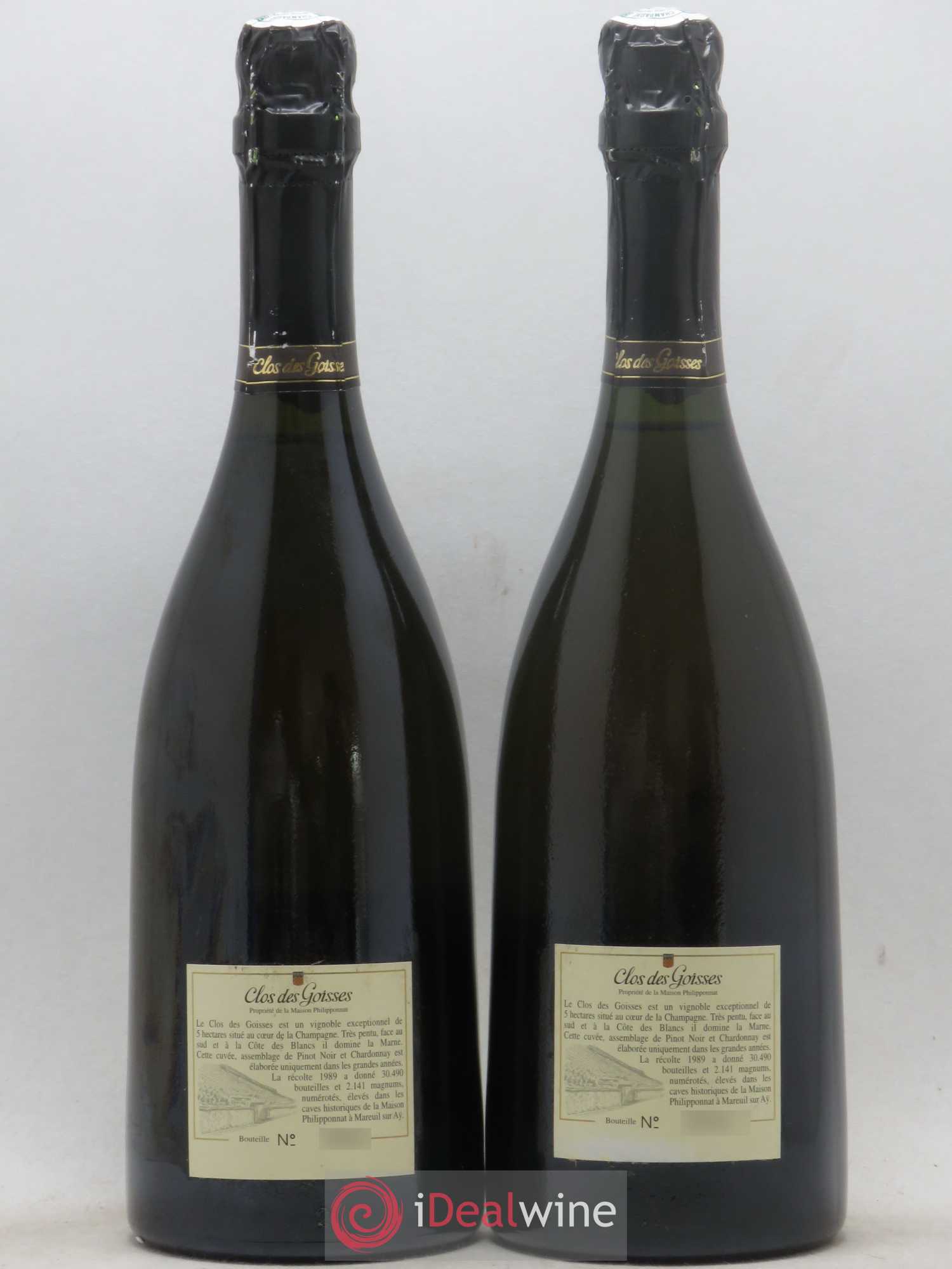 Clos des Goisses Philipponnat 1989 - Lot de 2 bouteilles - 1