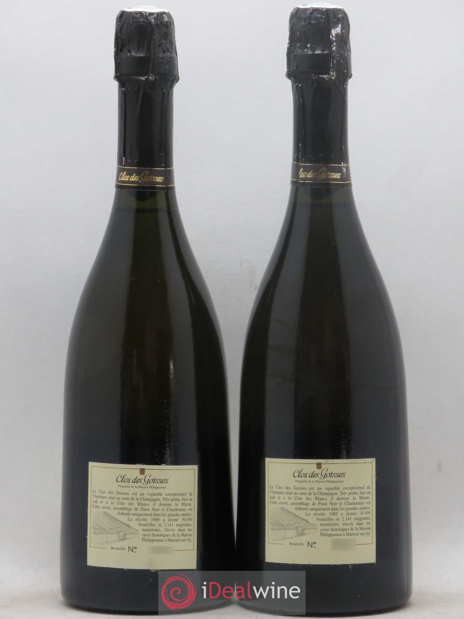 Clos des Goisses Philipponnat 1989 - Lot de 2 bouteilles - 1