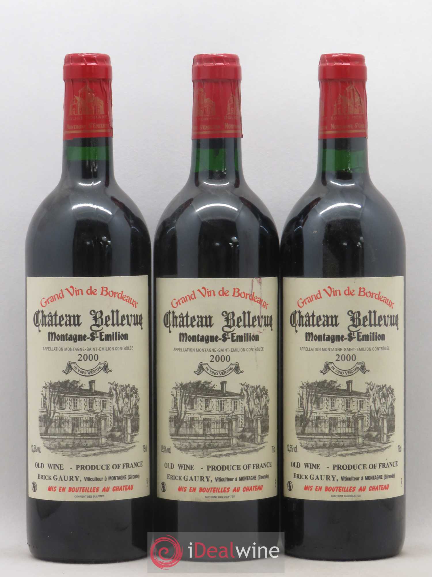 Montagne Saint-Émilion Château Bellevue 2000 - Lot de 3 bouteilles - 0