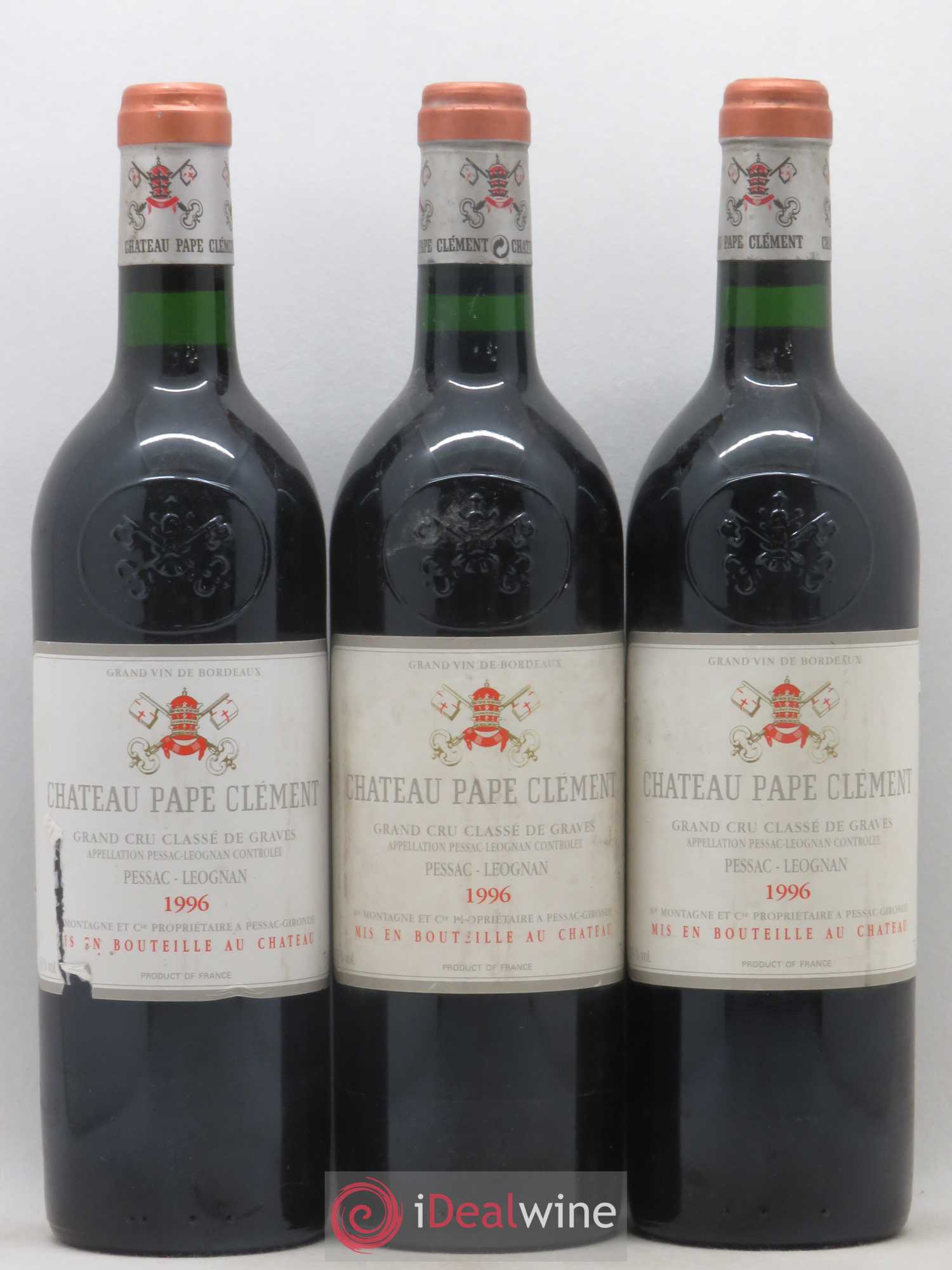 Château Pape Clément Cru Classé de Graves 1996 - Lot de 3 bouteilles - 0