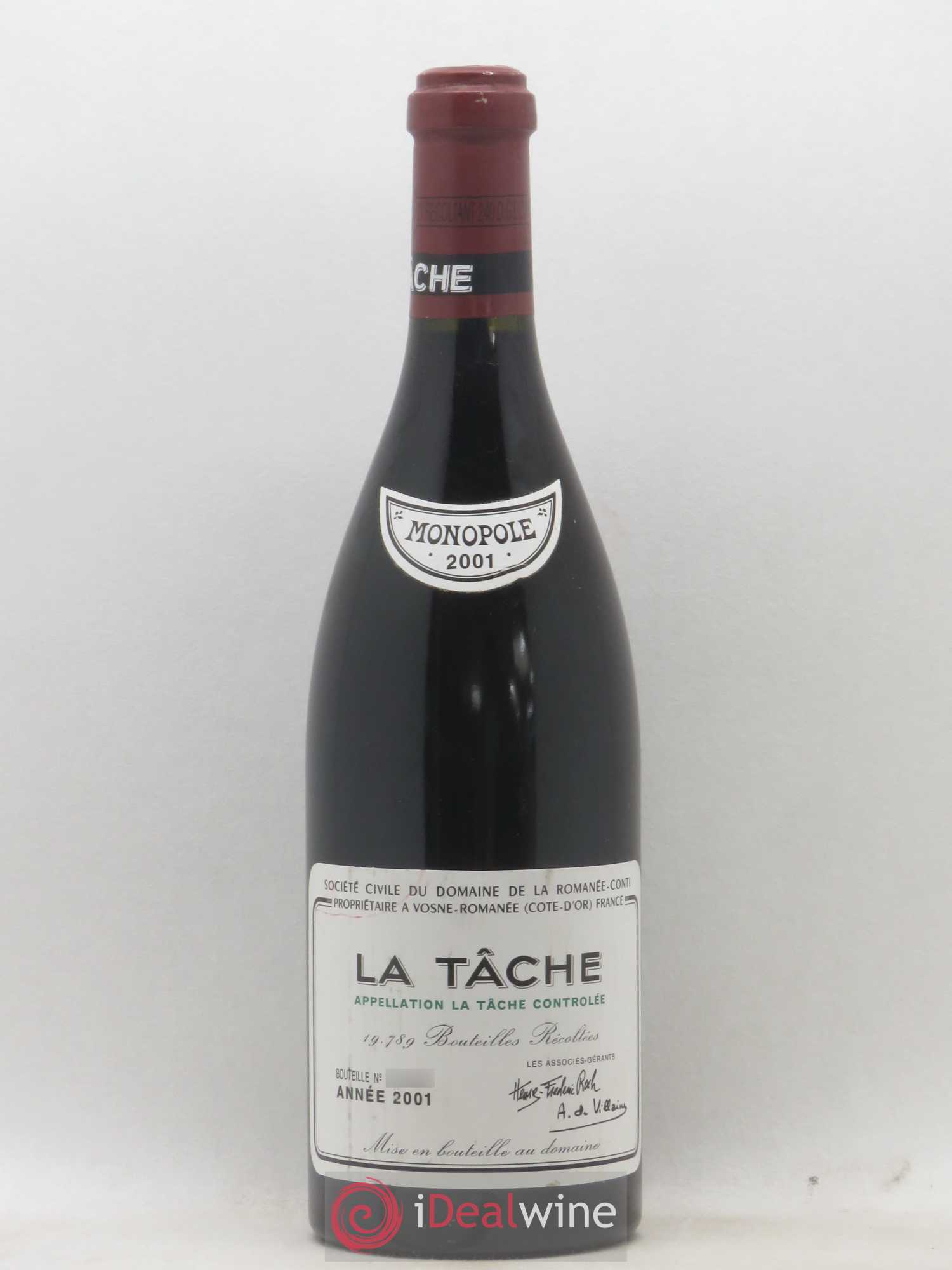 La Tâche Grand Cru Domaine de la Romanée-Conti 2001 - Lot de 1 bouteille - 0