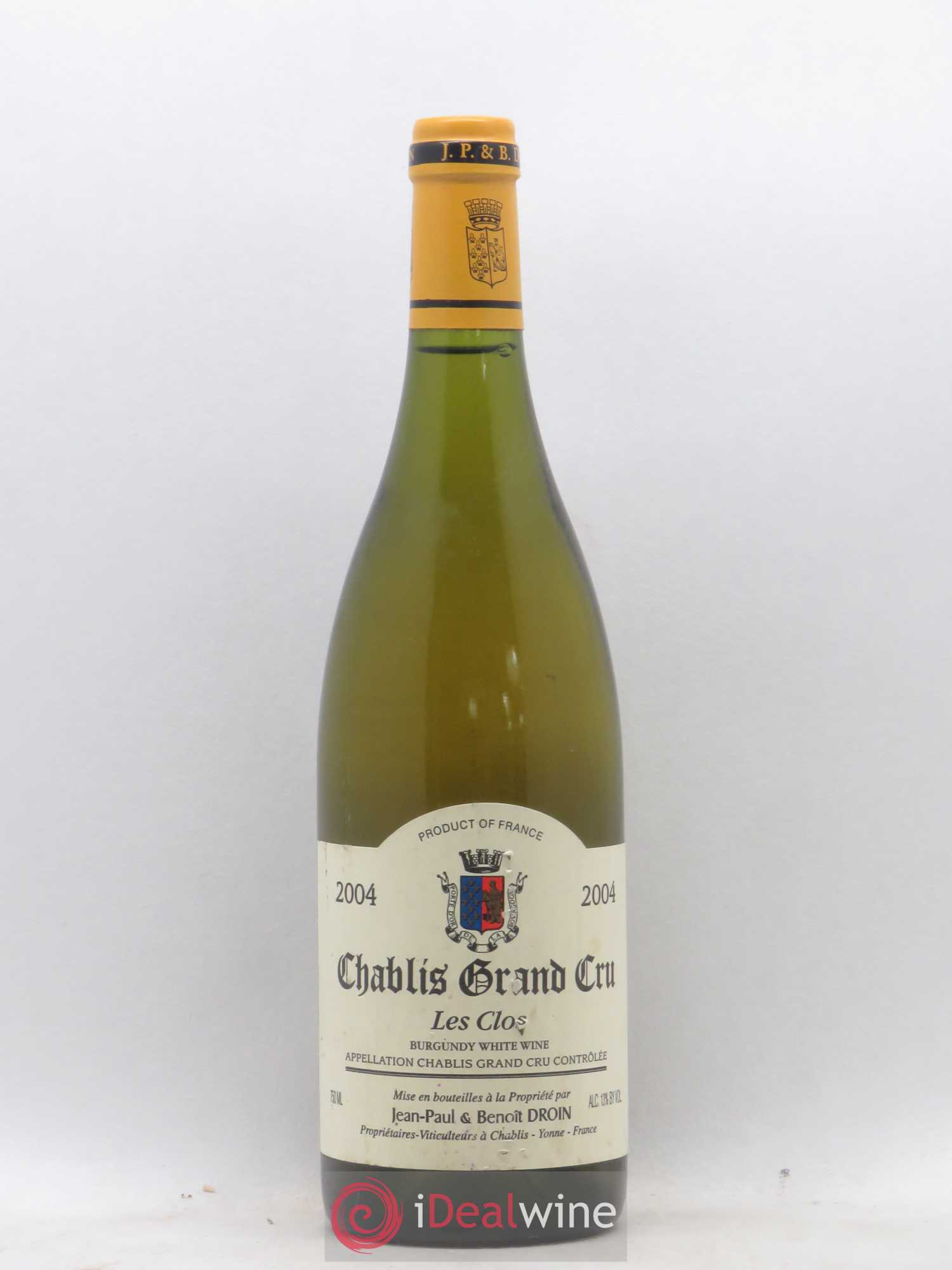 Chablis Grand Cru Les Clos Jean-Paul & Benoît Droin (Domaine) 2004 - Lot de 1 bouteille - 0