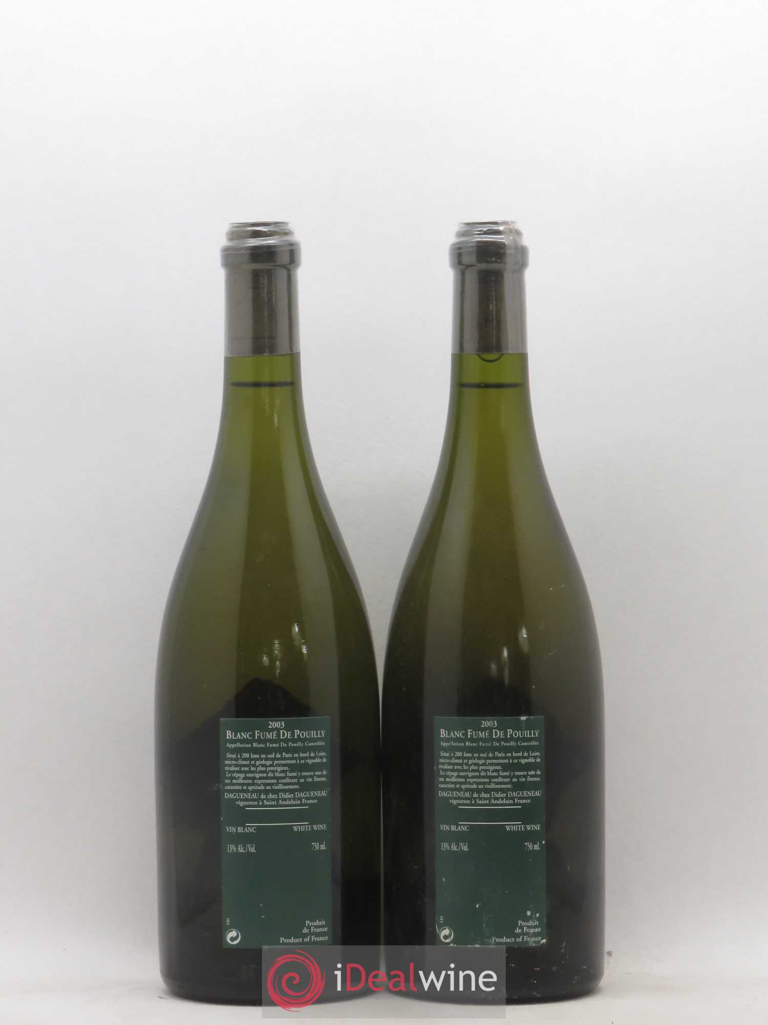 Vin de France (anciennement Pouilly-Fumé) Silex Dagueneau (Domaine Didier - Louis-Benjamin) 2003 - Lot de 2 bouteilles - 1