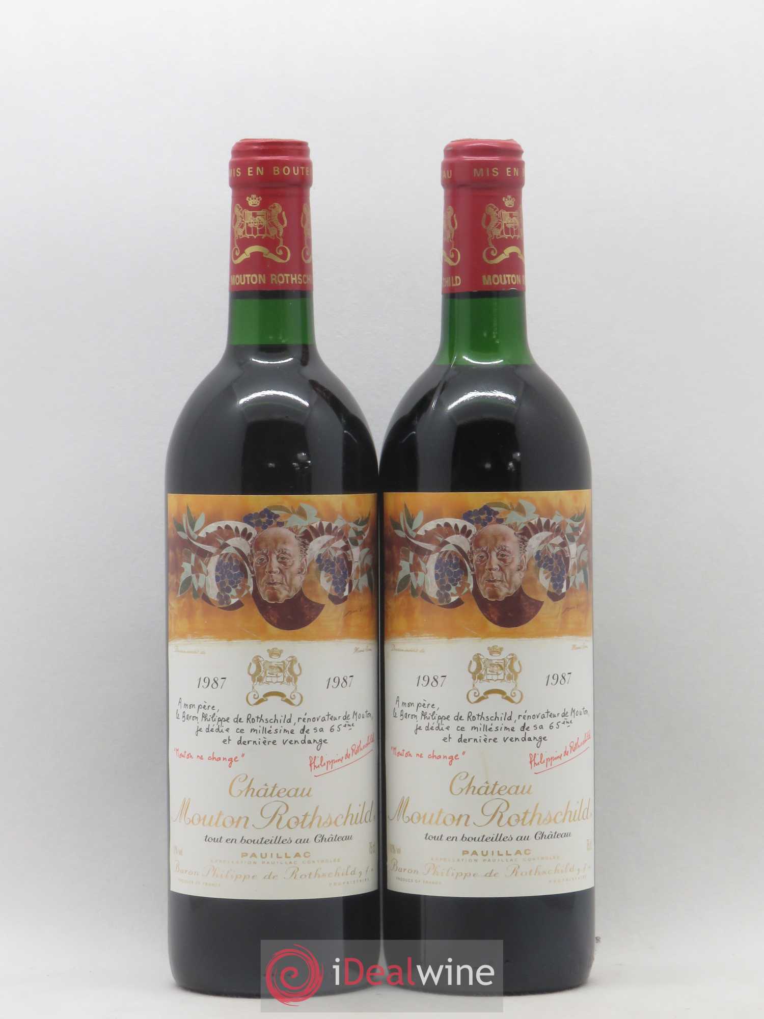Château Mouton Rothschild 1er Grand Cru Classé 1987 - Lot de 2 bouteilles - 0
