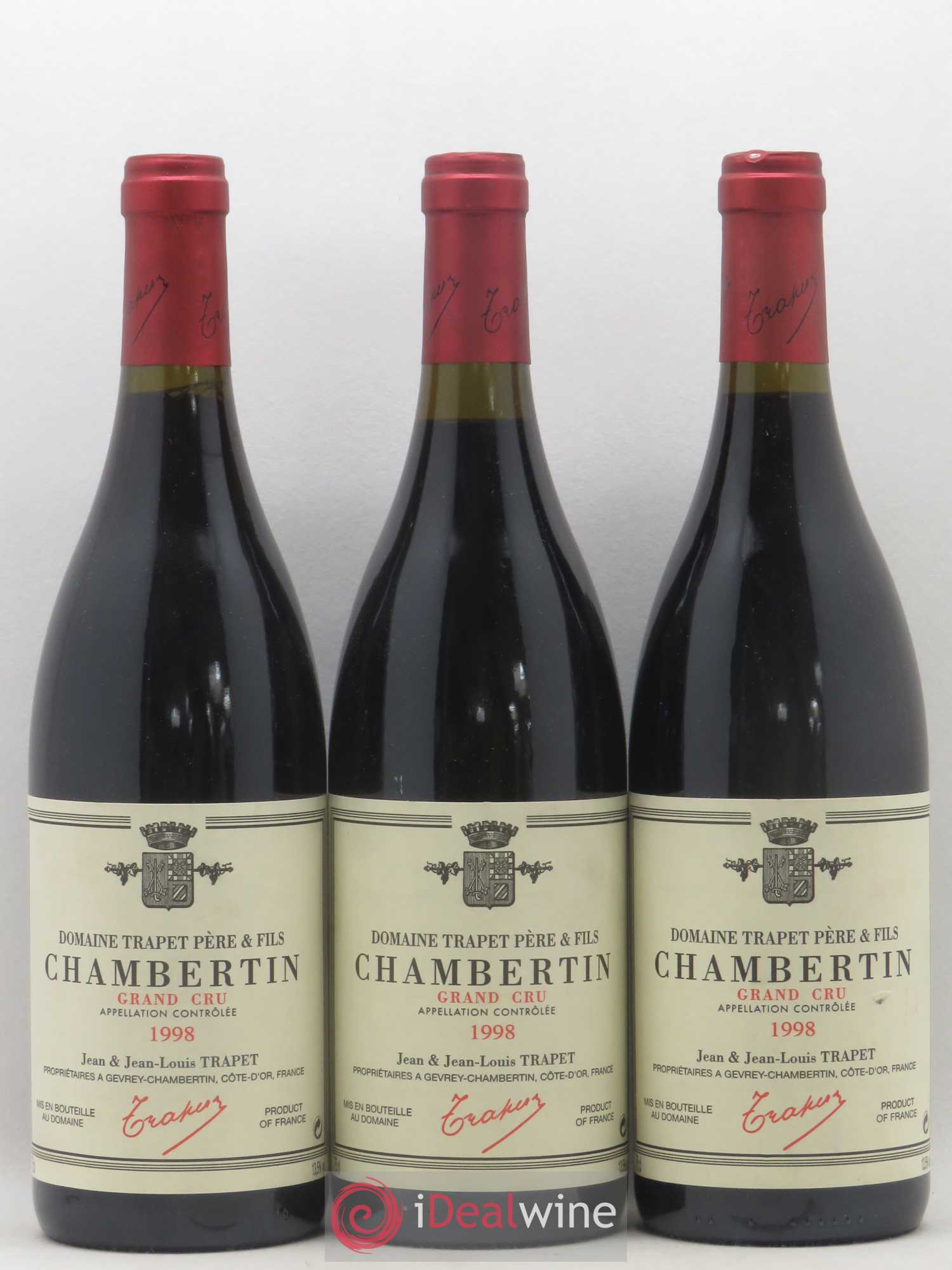 Chambertin Grand Cru Domaine Trapet 1998 - Lot de 3 bouteilles - 0