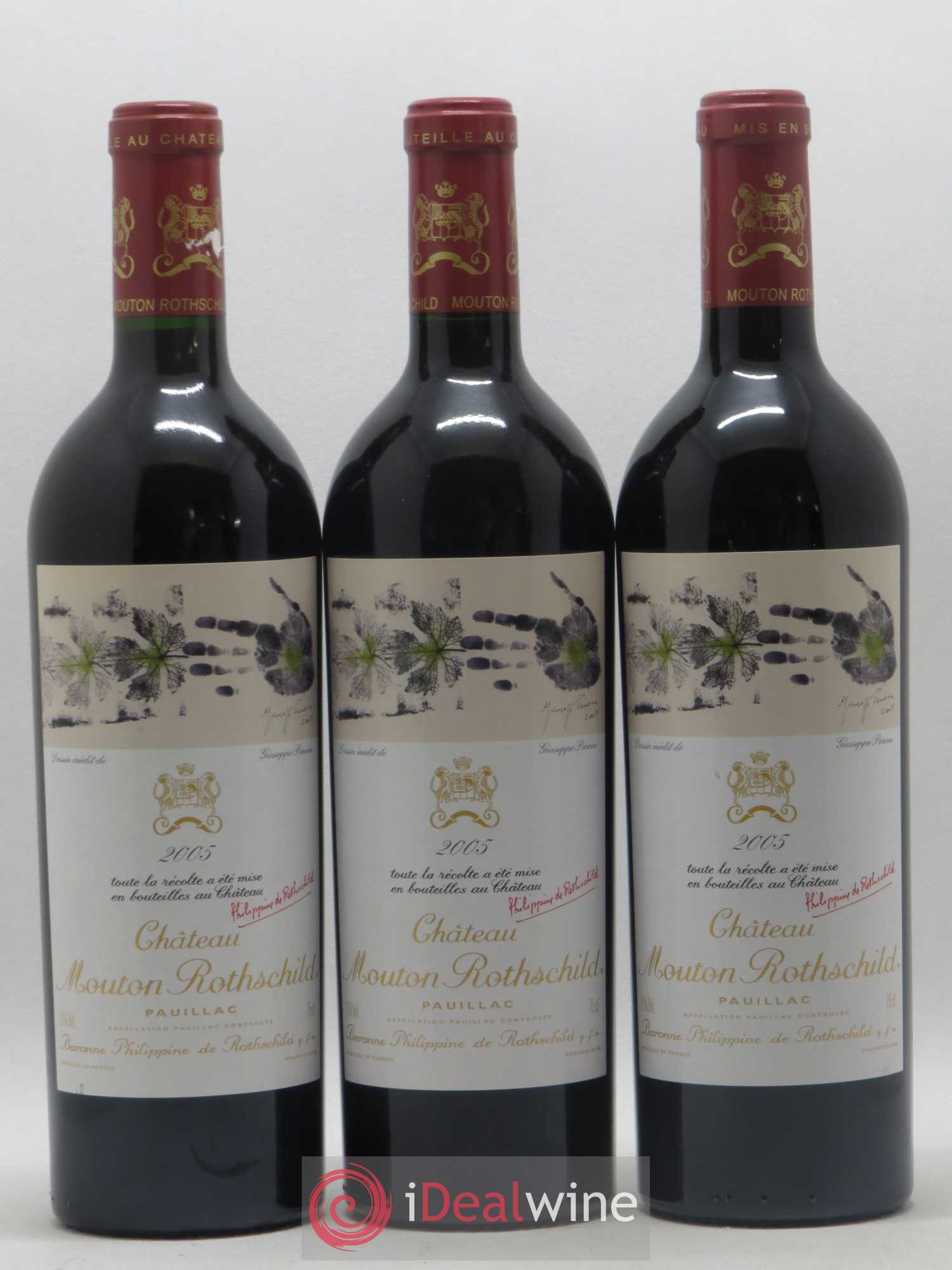 Château Mouton Rothschild 1er Grand Cru Classé 2005 - Lot de 3 bouteilles - 0