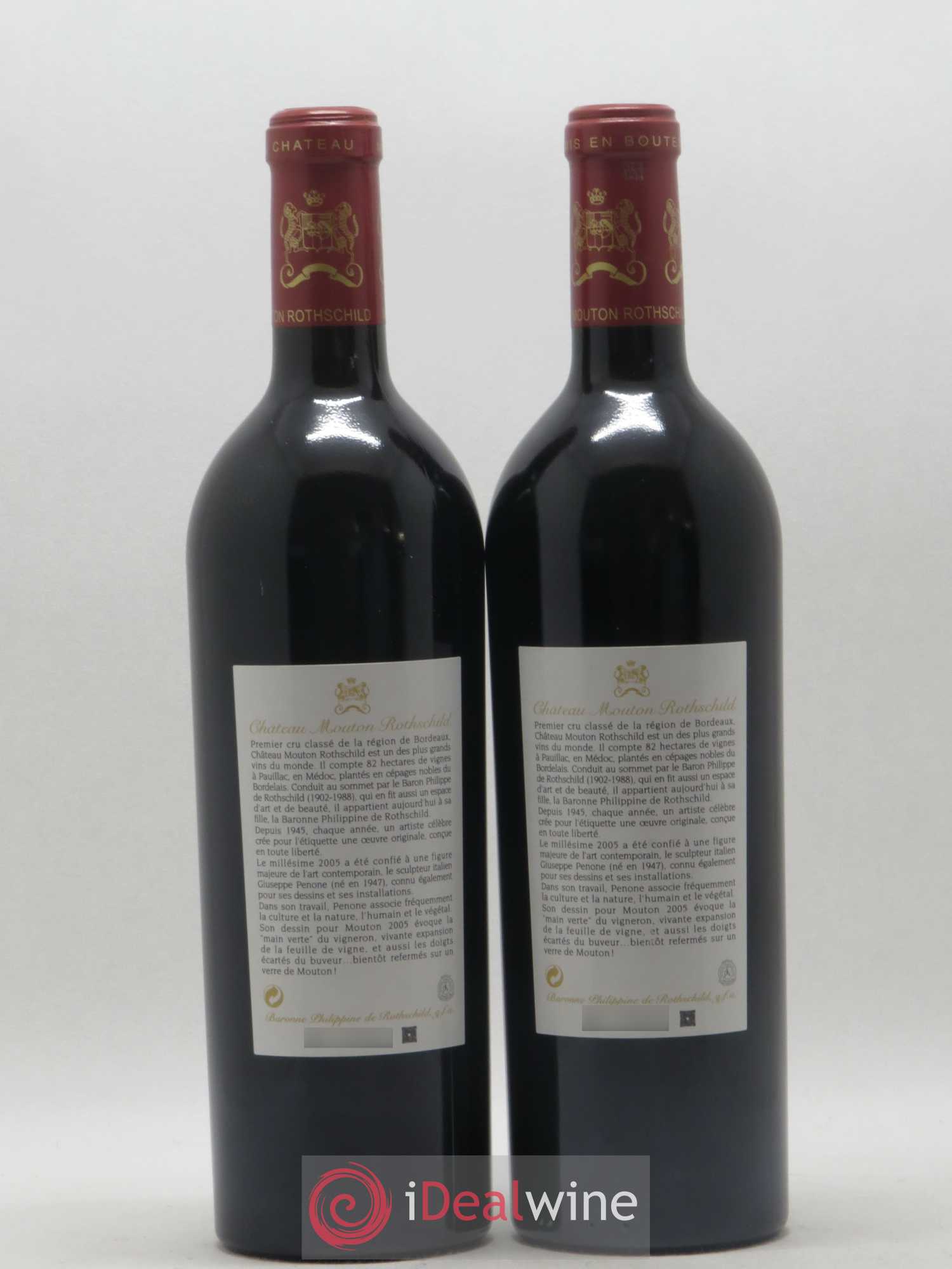 Château Mouton Rothschild 1er Grand Cru Classé 2005 - Lot de 2 bouteilles - 1