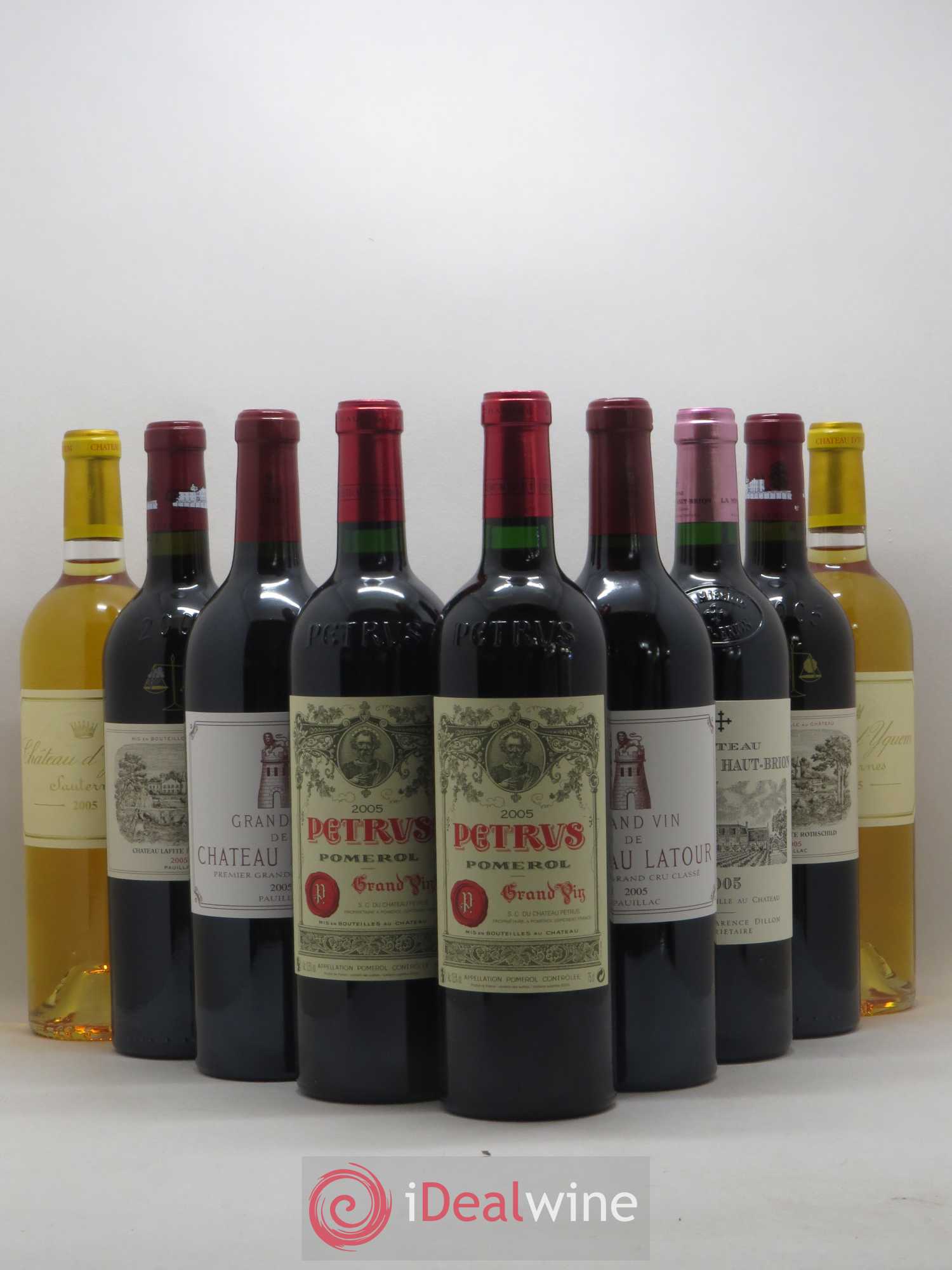 Caisse Collection Duclot 2 Petrus - 2 Yquem - 2 Latour - 2 Lafite Rothschild - 1 La Mission Haut-Brion 2005 - Posten von 9 Flaschen - 0