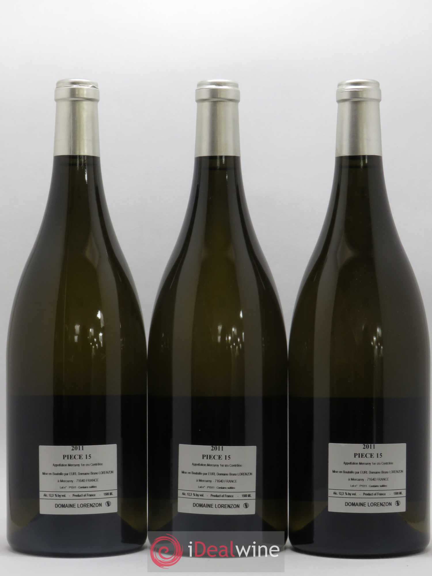 Mercurey 1er Cru Piece 15 Bruno Lorenzon 2011 - Posten von 3 Magnum - 1