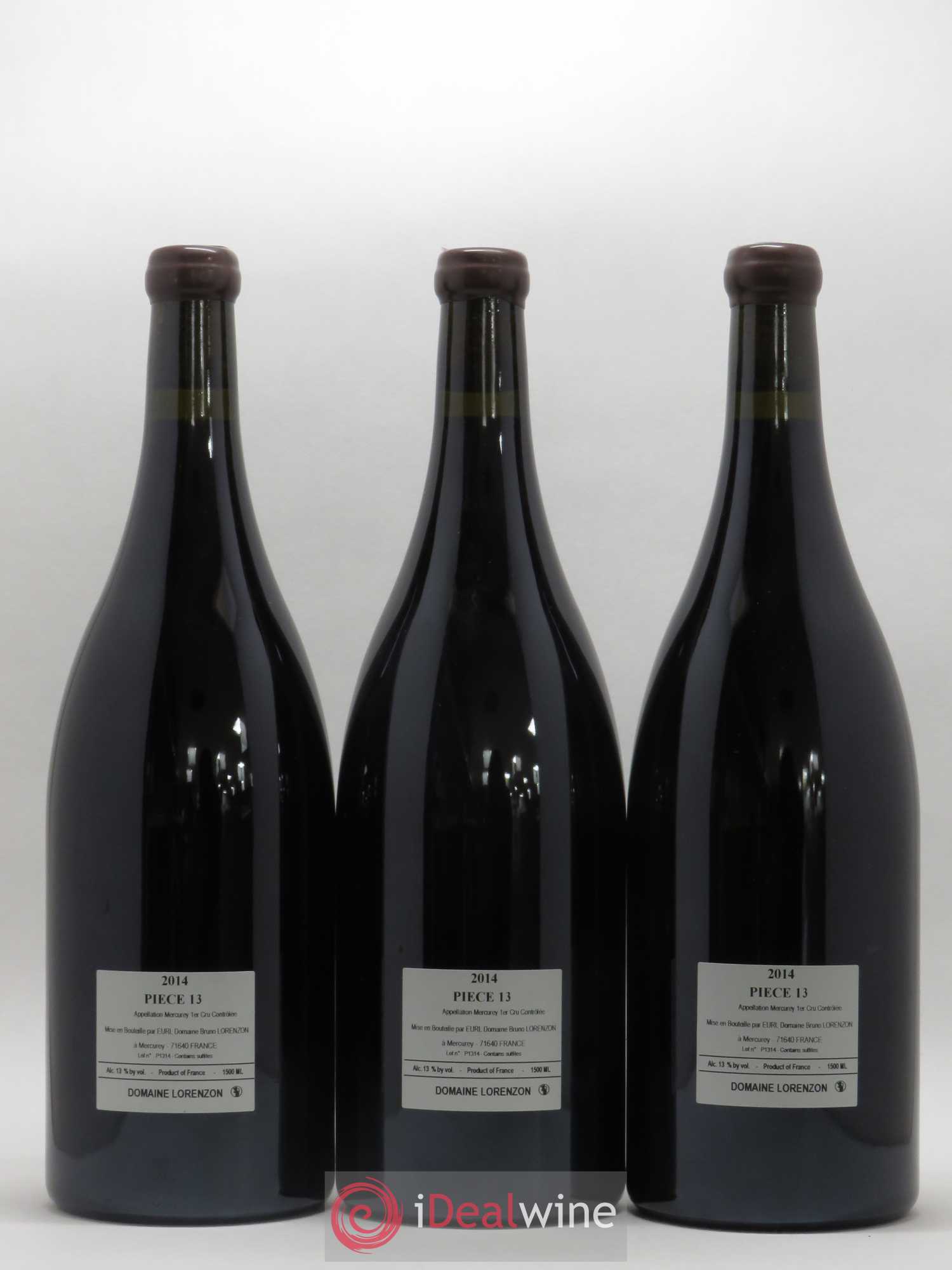 Mercurey 1er Cru Piece 13 Bruno Lorenzon (sans prix de réserve) 2014 - Posten von 3 Magnum - 1