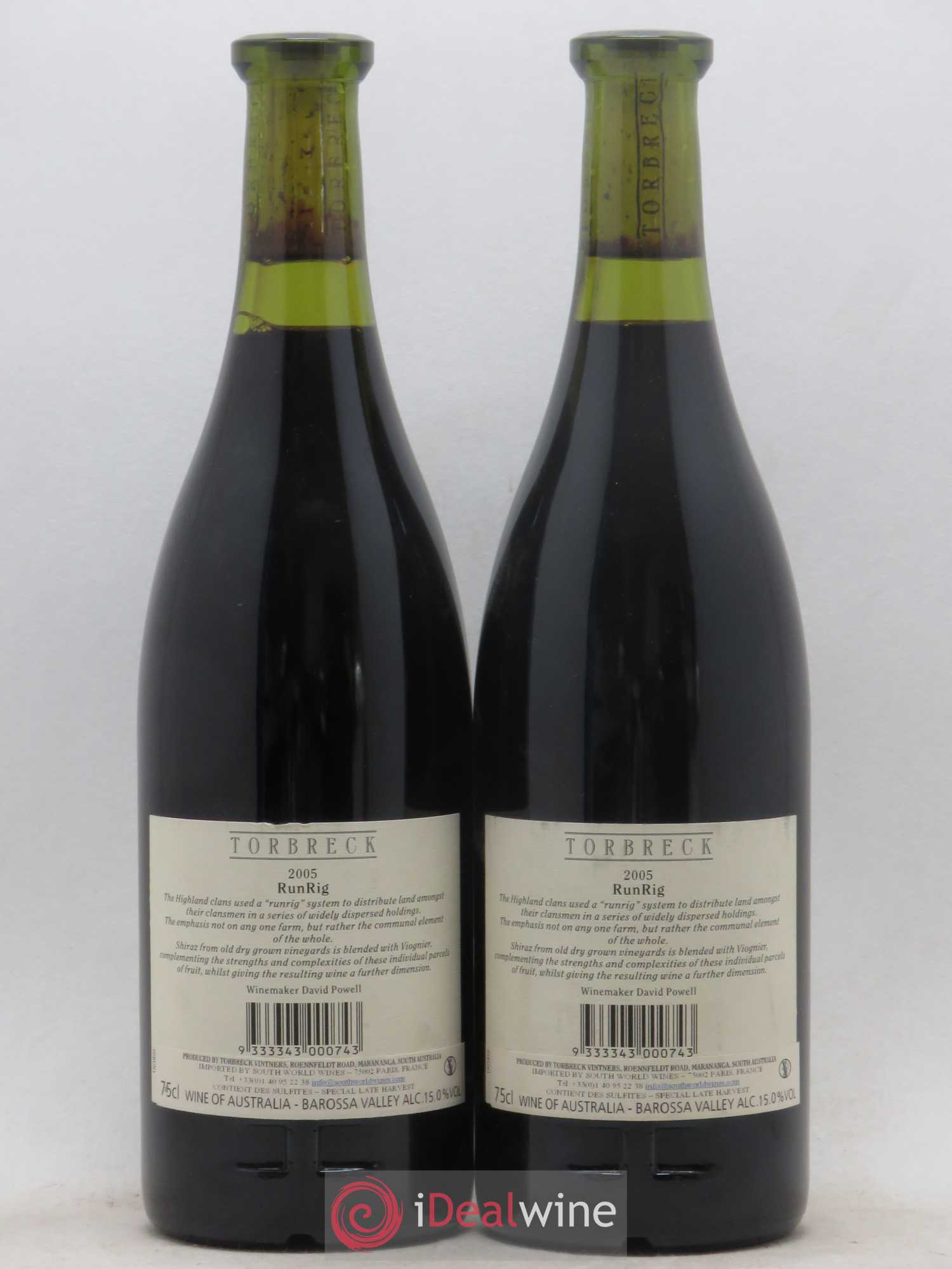 Australie Torbreck Run Rig 2005 - Lot de 2 bouteilles - 1