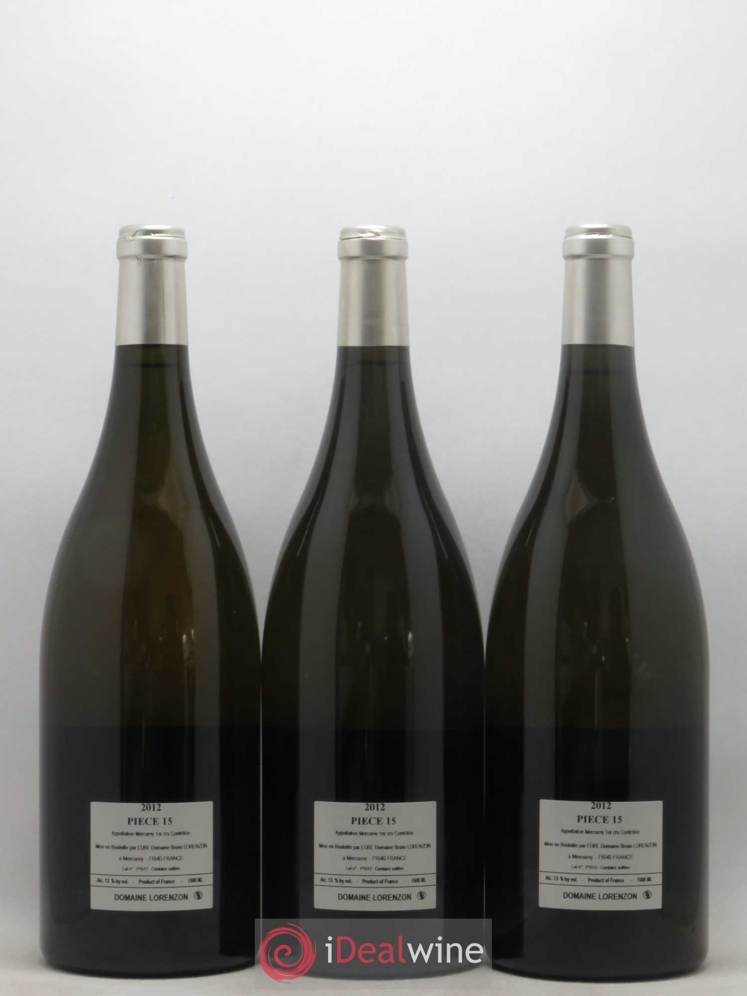 Mercurey 1er Cru Piece 15 Bruno Lorenzon 2012 - Posten von 3 Magnum - 1
