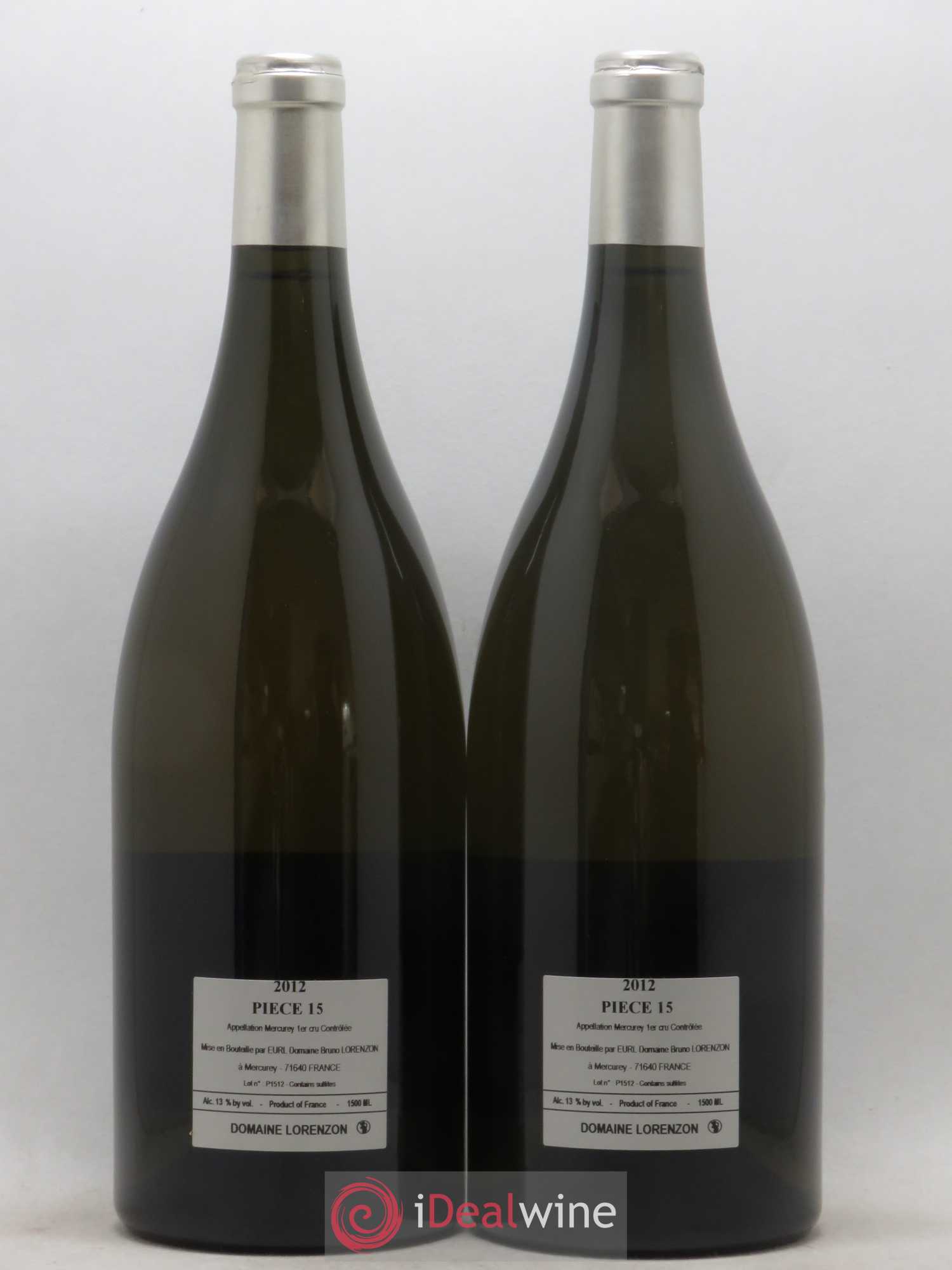 Mercurey 1er Cru Piece 15 Bruno Lorenzon 2012 - Posten von 2 Magnum - 1