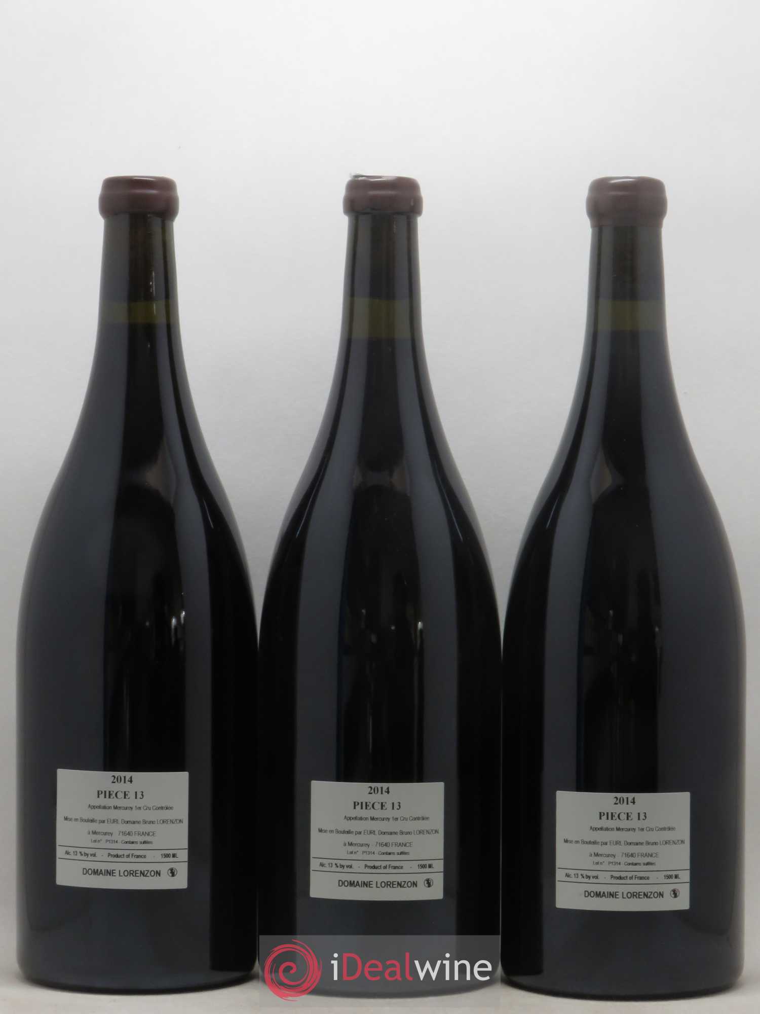 Mercurey 1er Cru Piece 13 Bruno Lorenzon (sans prix de réserve) 2014 - Posten von 3 Magnum - 1