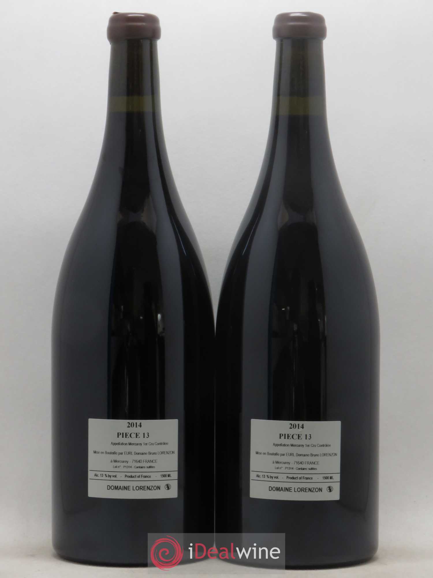 Mercurey 1er Cru Piece 13 Bruno Lorenzon (sans prix de réserve) 2014 - Posten von 2 Magnum - 1