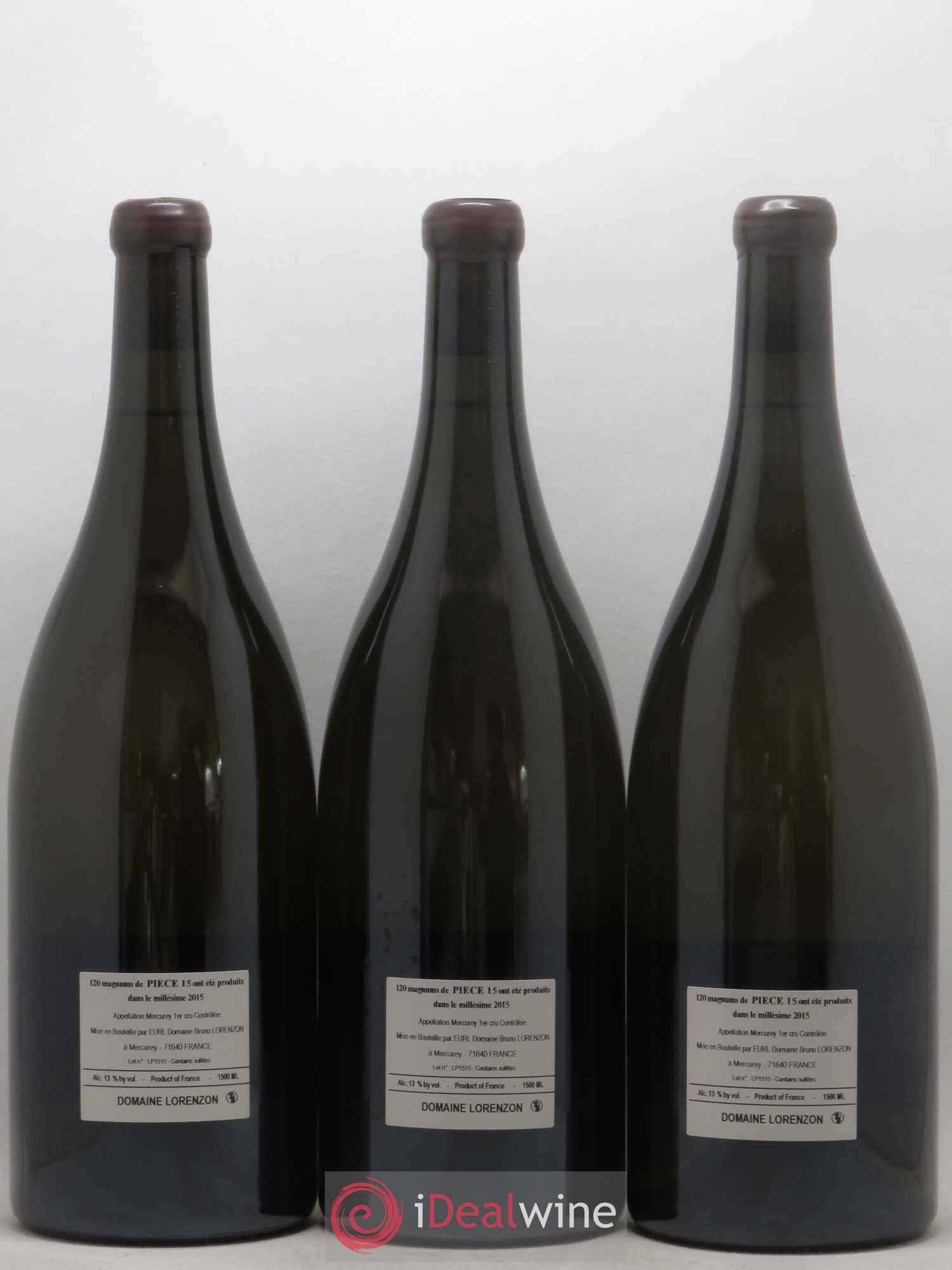 Mercurey 1er Cru Piece 15 Bruno Lorenzon (sans prix de réserve) 2015 - Posten von 3 Magnum - 1