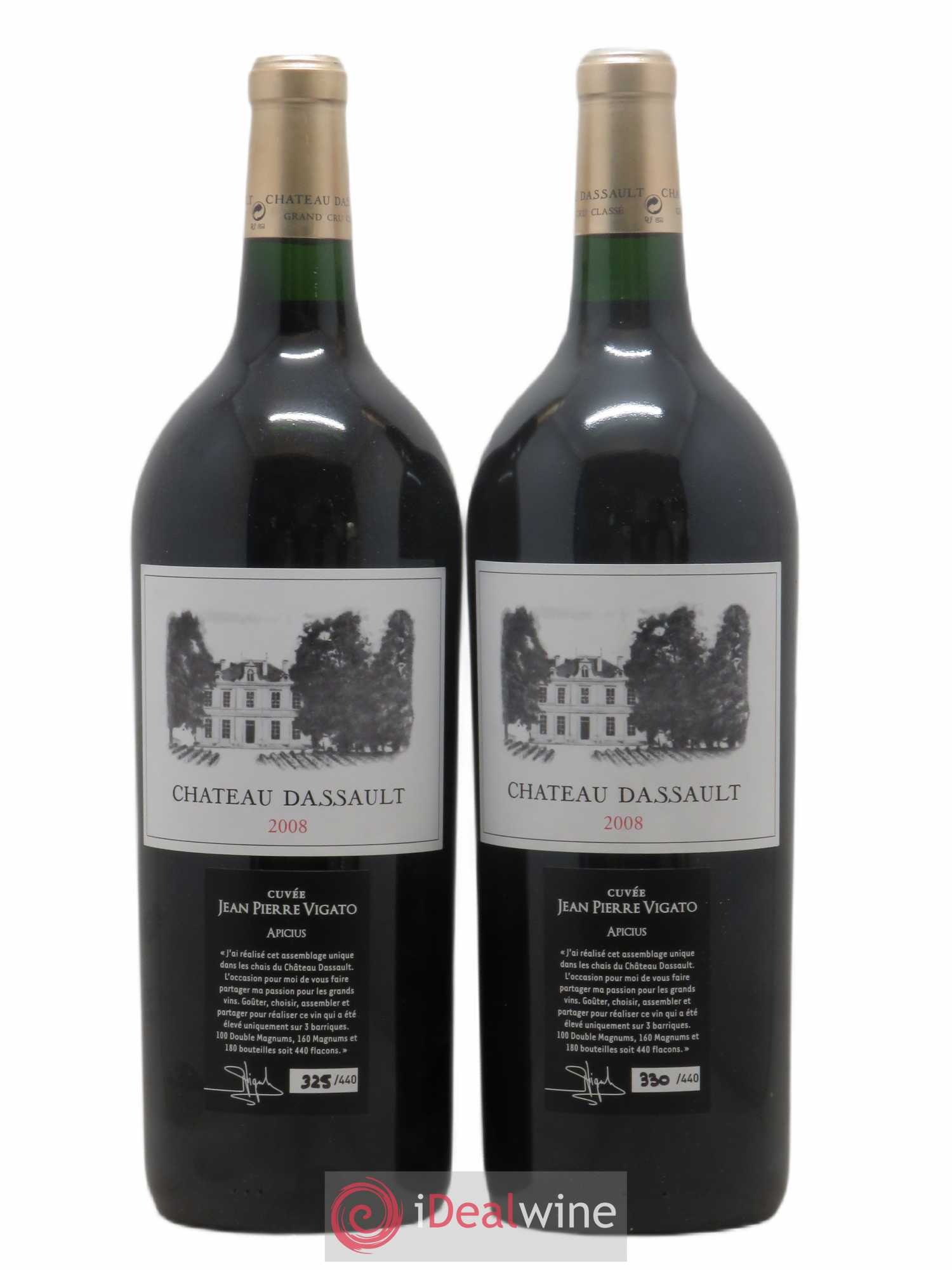 Château Dassault Grand Cru Classé Cuvée Jean-Pierre Vigato (sans prix de réserve) 2008 - Posten von 2 Magnum - 0