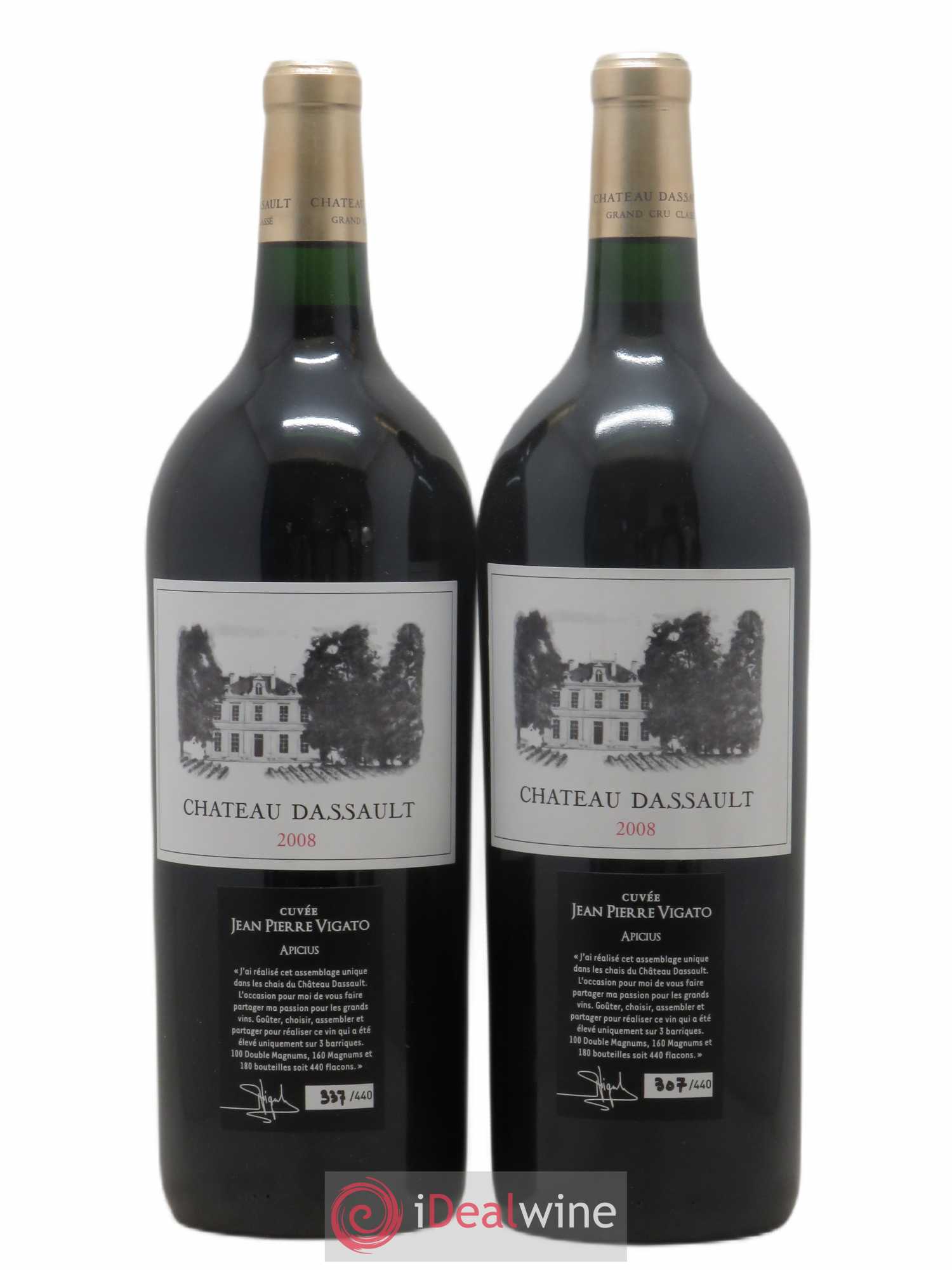Château Dassault Grand Cru Classé Cuvée Jean-Pierre Vigato (sans prix de réserve) 2008 - Posten von 2 Magnum - 0