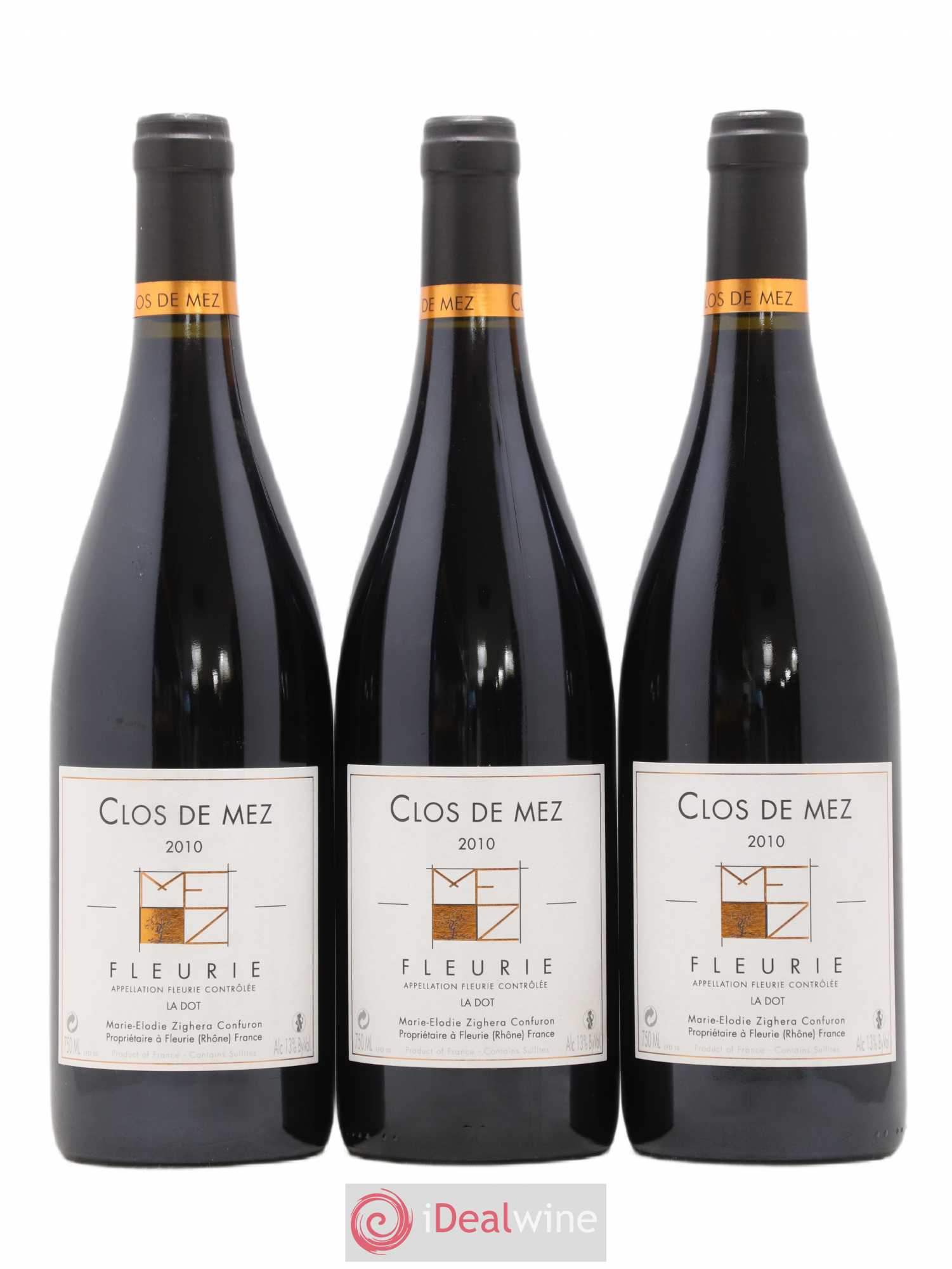 Fleurie La Dot Clos de Mez (sans prix de réserve) 2010 - Posten von 3 Flaschen - 0