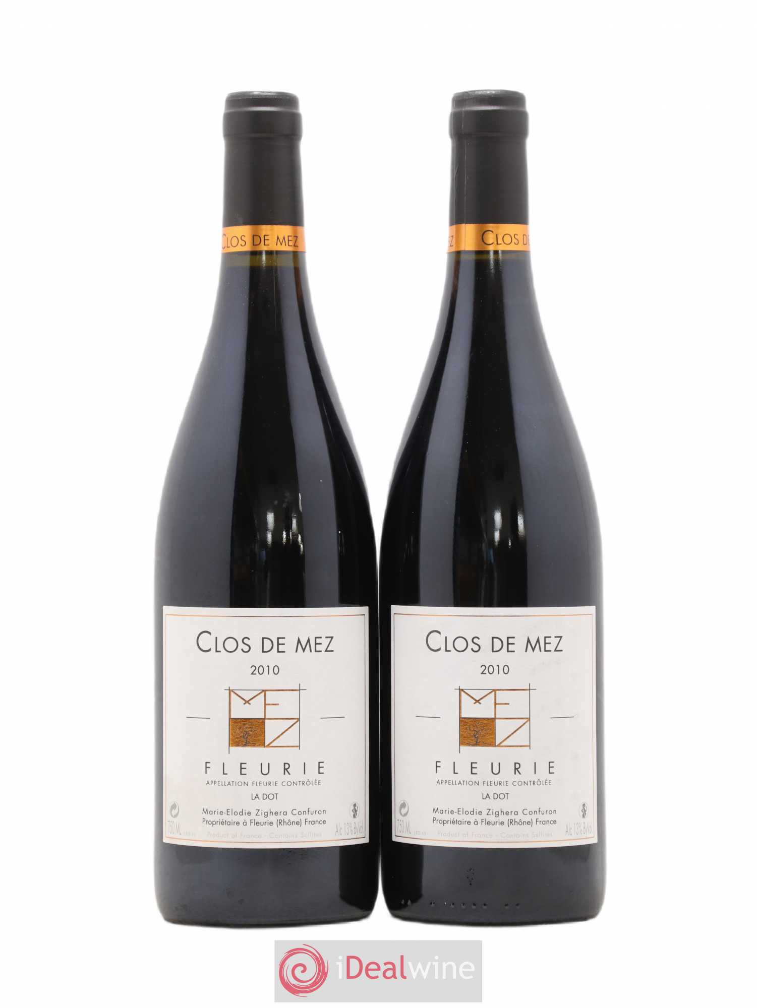 Fleurie La Dot Clos de Mez (sans prix de réserve) 2010 - Posten von 2 Flaschen - 0