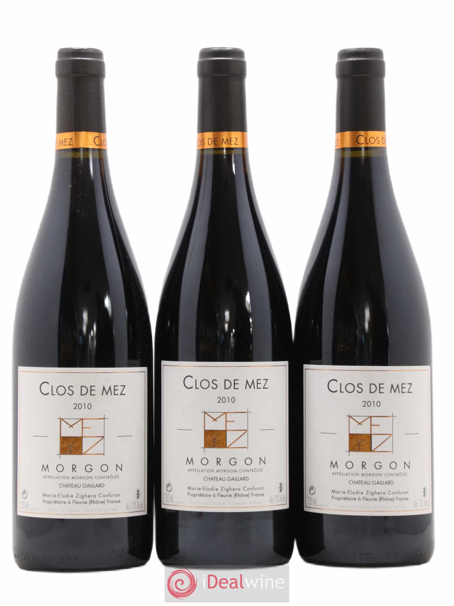 Morgon Château Gaillard Clos de Mez (sans prix de réserve) 2010 - Posten von 3 Flaschen - 0
