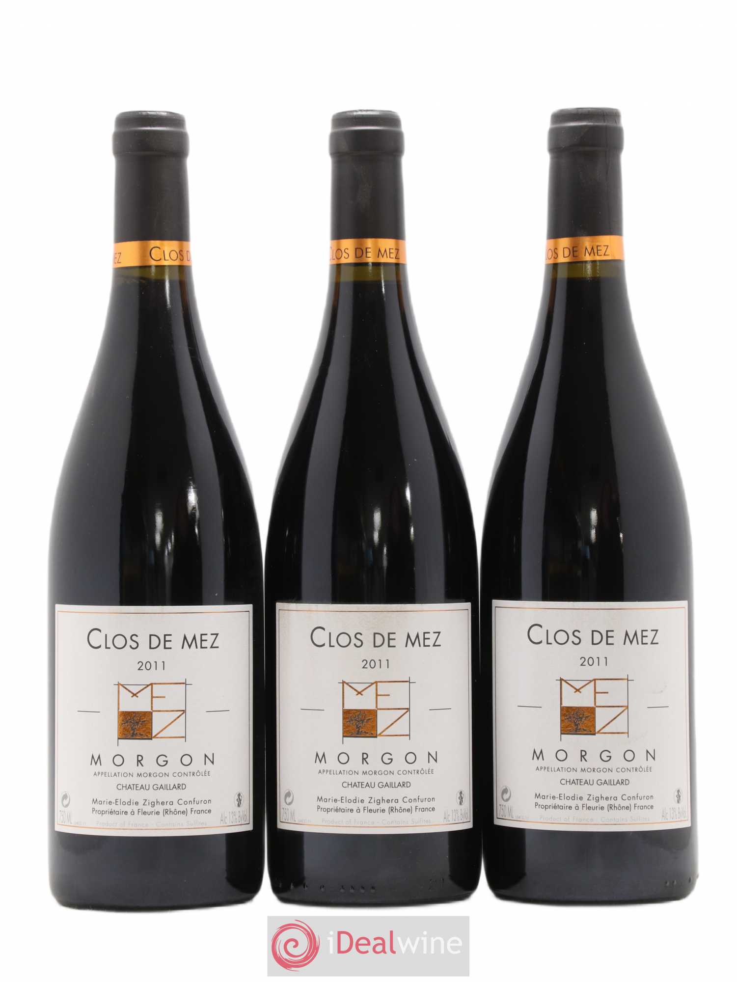 Morgon Château Gaillard Clos de Mez (sans prix de réserve) 2011 - Posten von 3 Flaschen - 0
