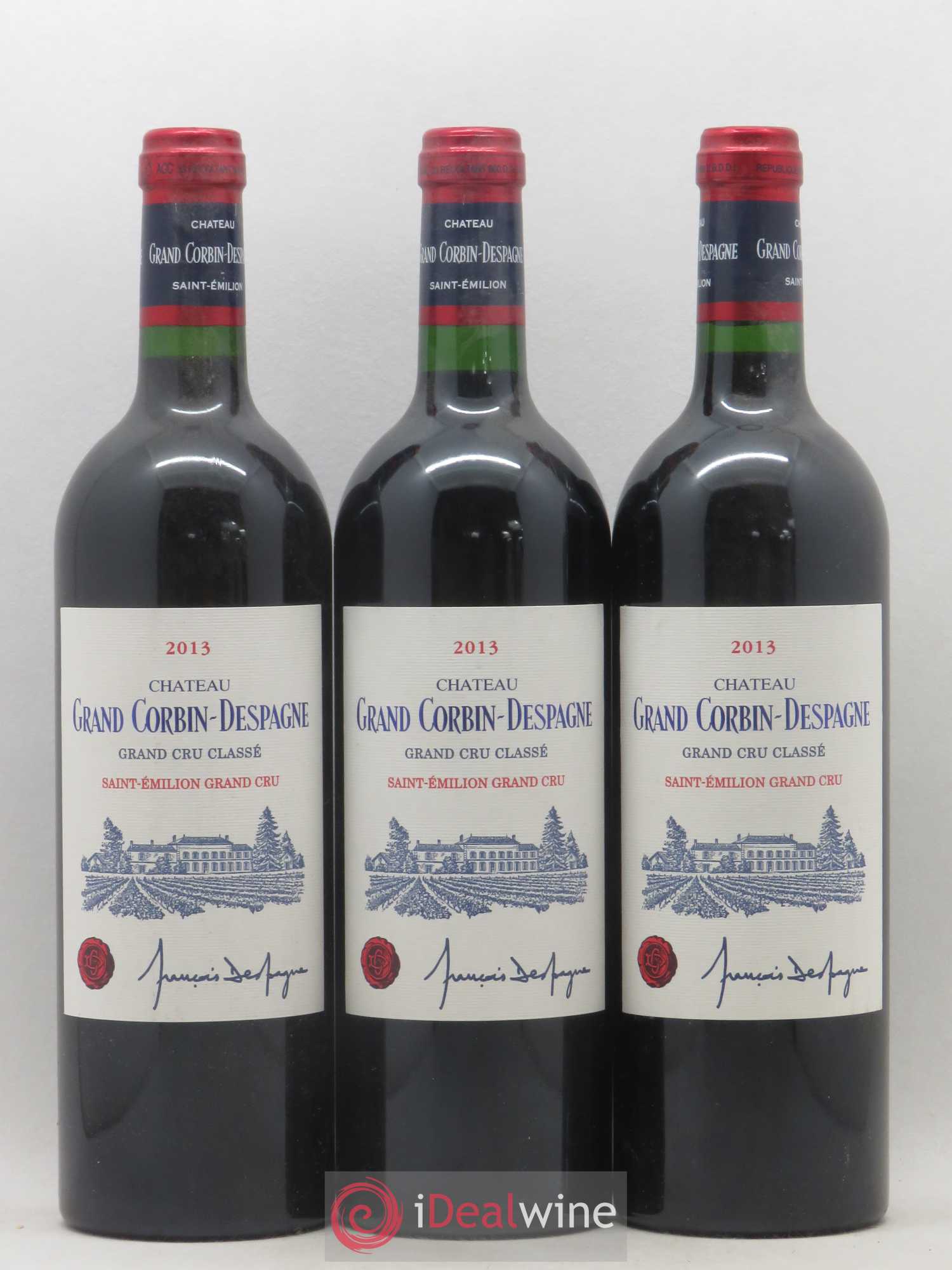 Château Grand Corbin Despagne Grand Cru Classé 2013 - Lot de 3 bouteilles - 0