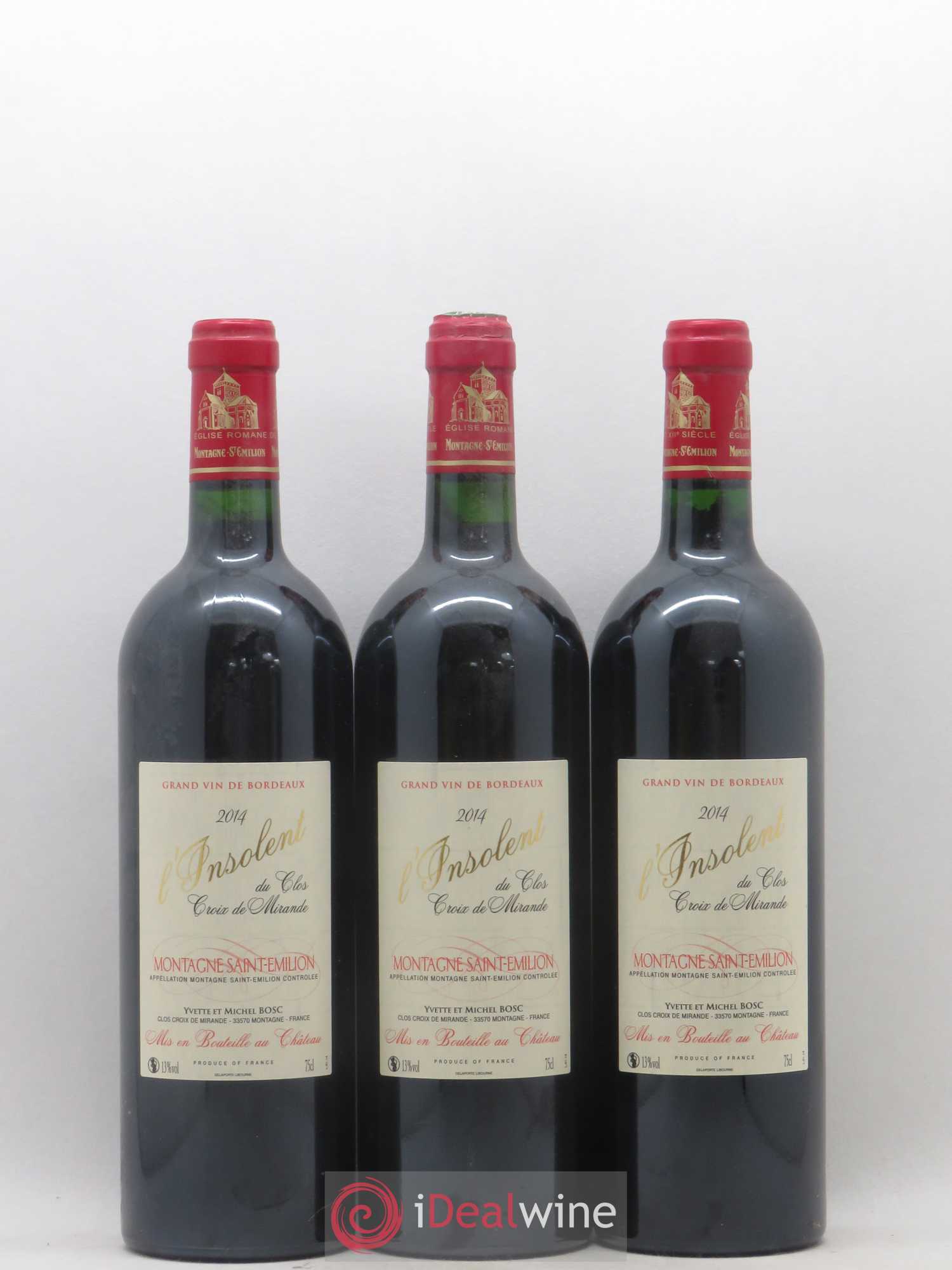 Montagne Saint-Émilion L'insolent du clos Croix de Mirande (sans prix de réserve) 2014 - Lot de 6 bouteilles - 1