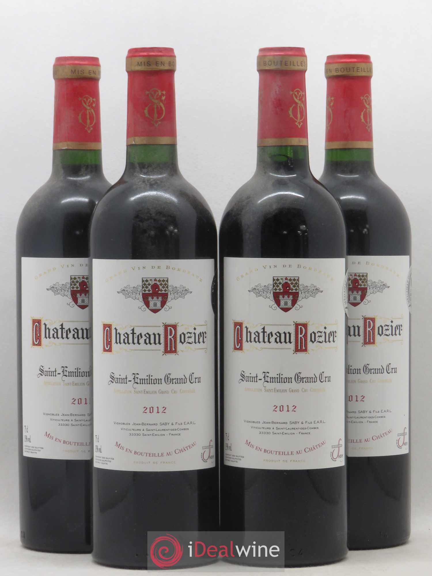 Saint-Émilion Grand Cru Chateau Rozier (sans prix de réserve) 2012 - Lot de 4 bouteilles - 0