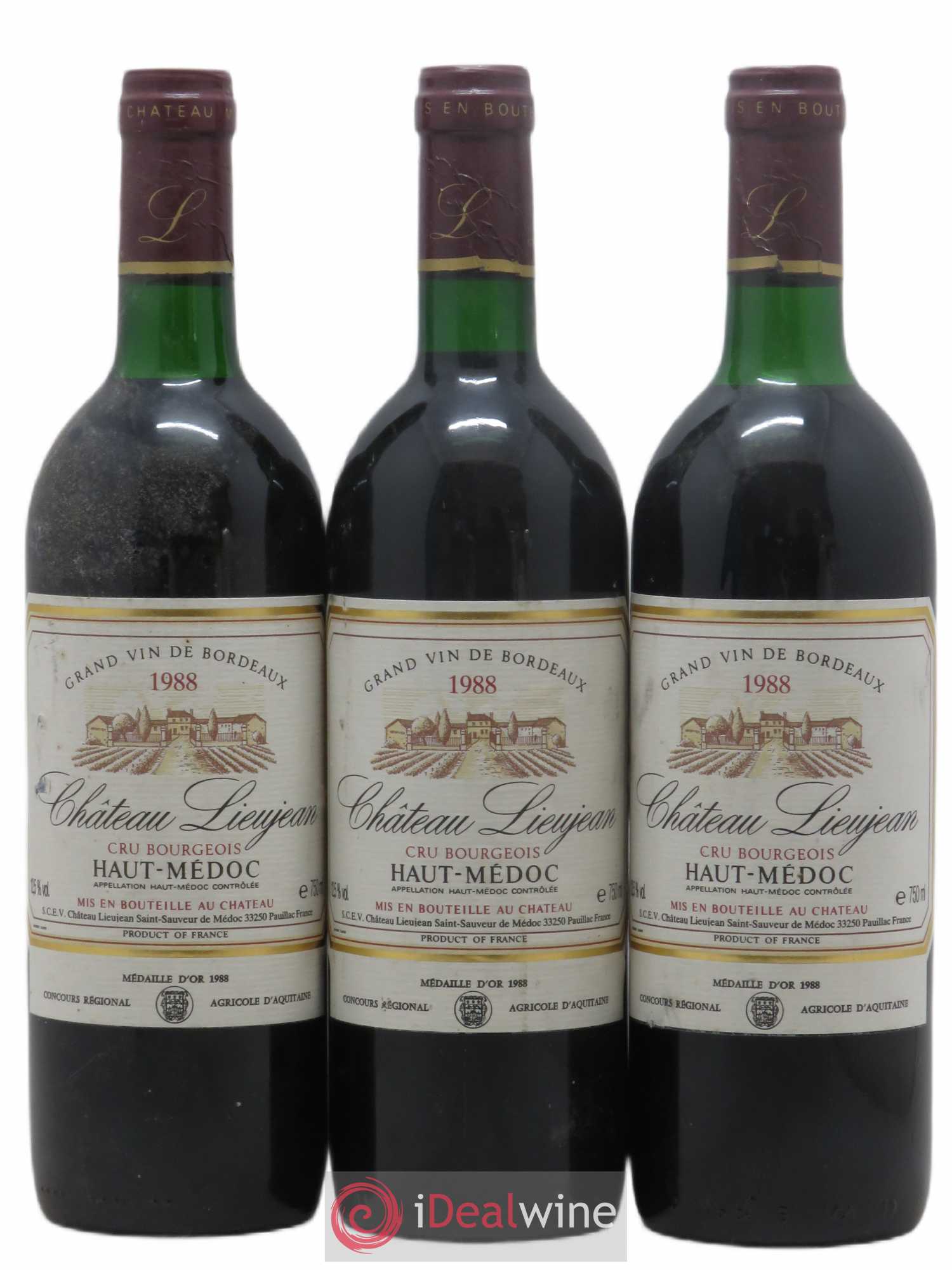 Château Lieujean 1988 - Lot de 3 bouteilles - 0