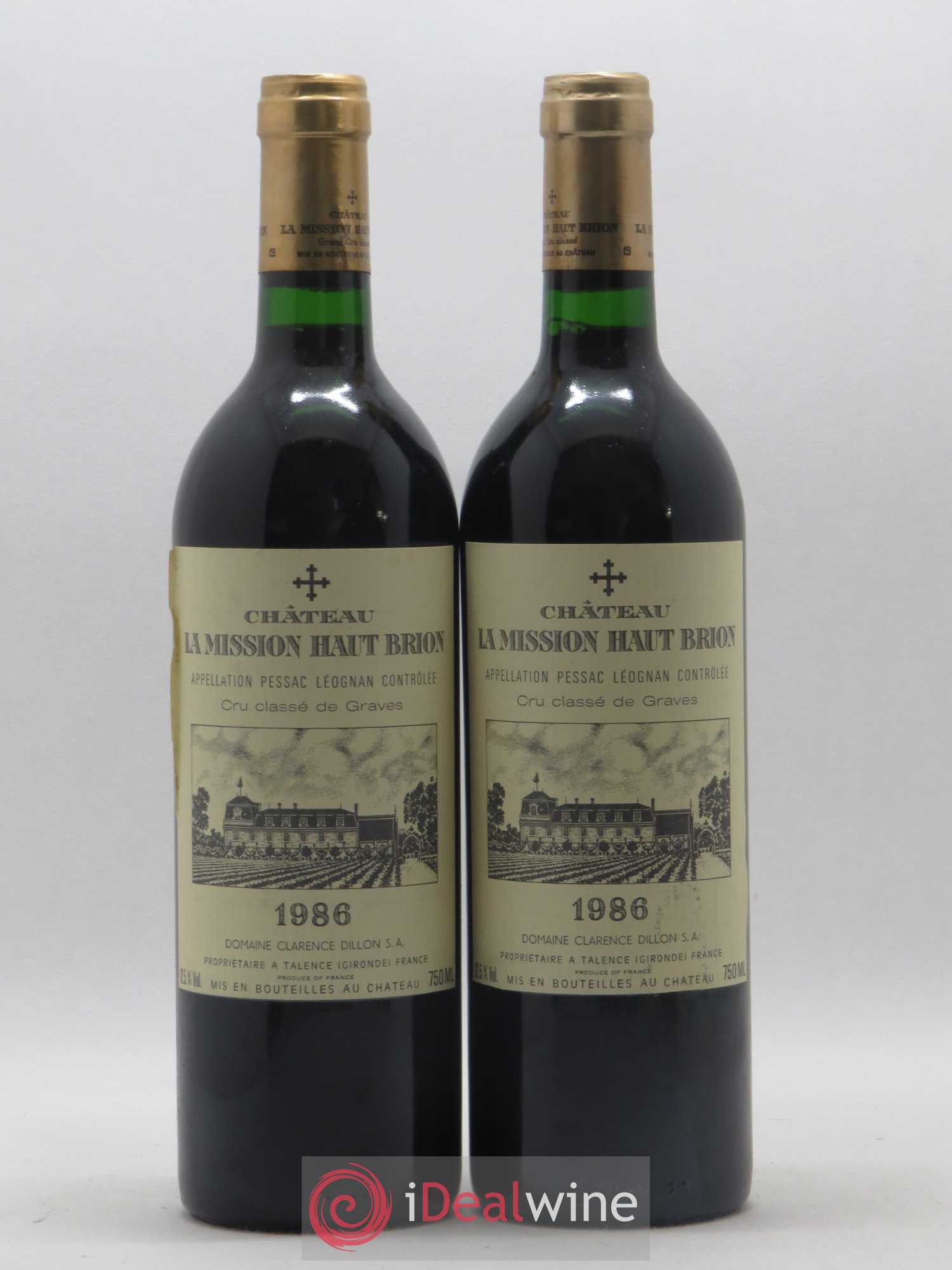 Château la Mission Haut-Brion Cru Classé de Graves 1986 - Lot de 2 bouteilles - 0