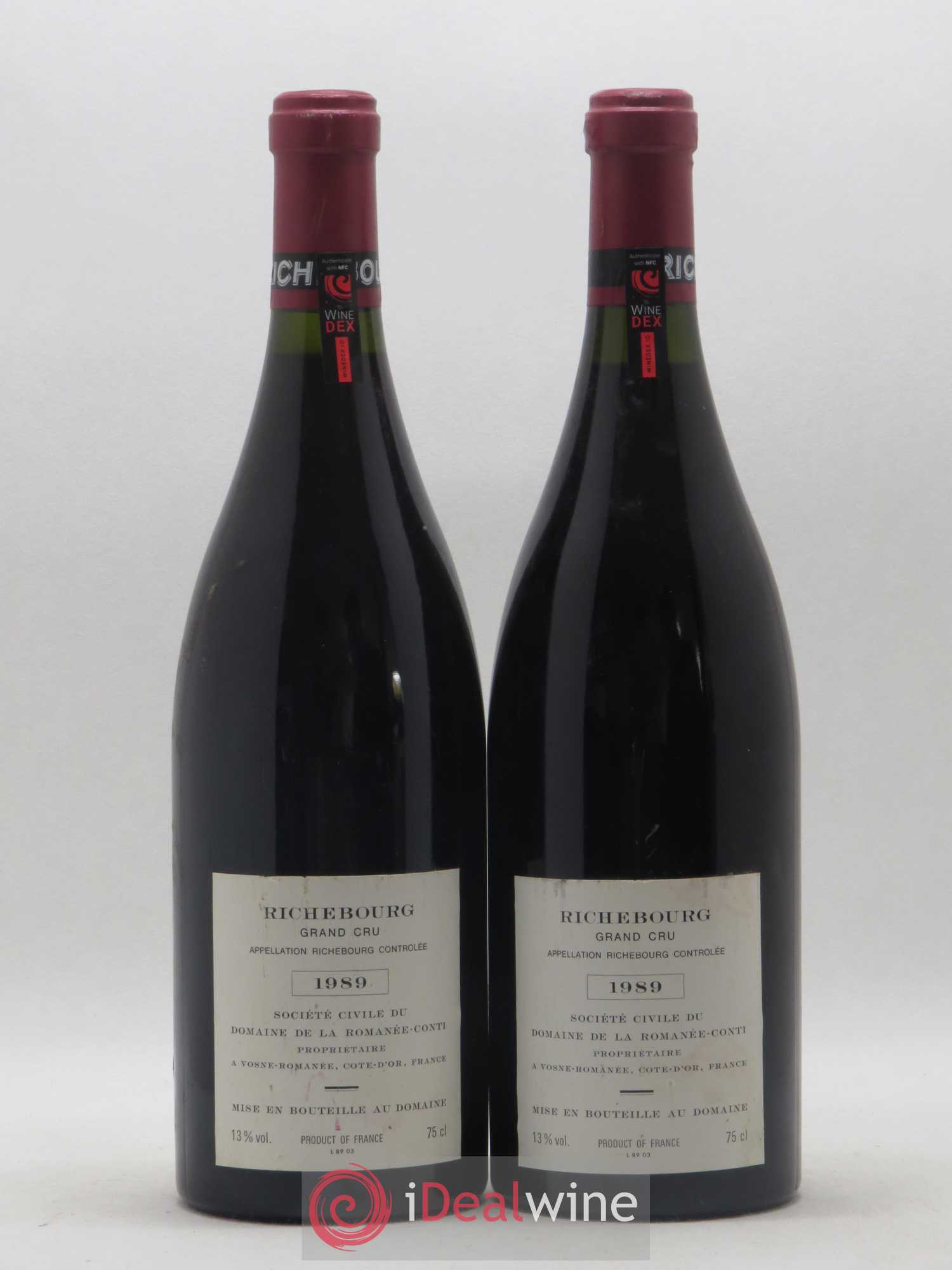 Richebourg Grand Cru Domaine de la Romanée-Conti 1989 - Lot de 2 bouteilles - 1