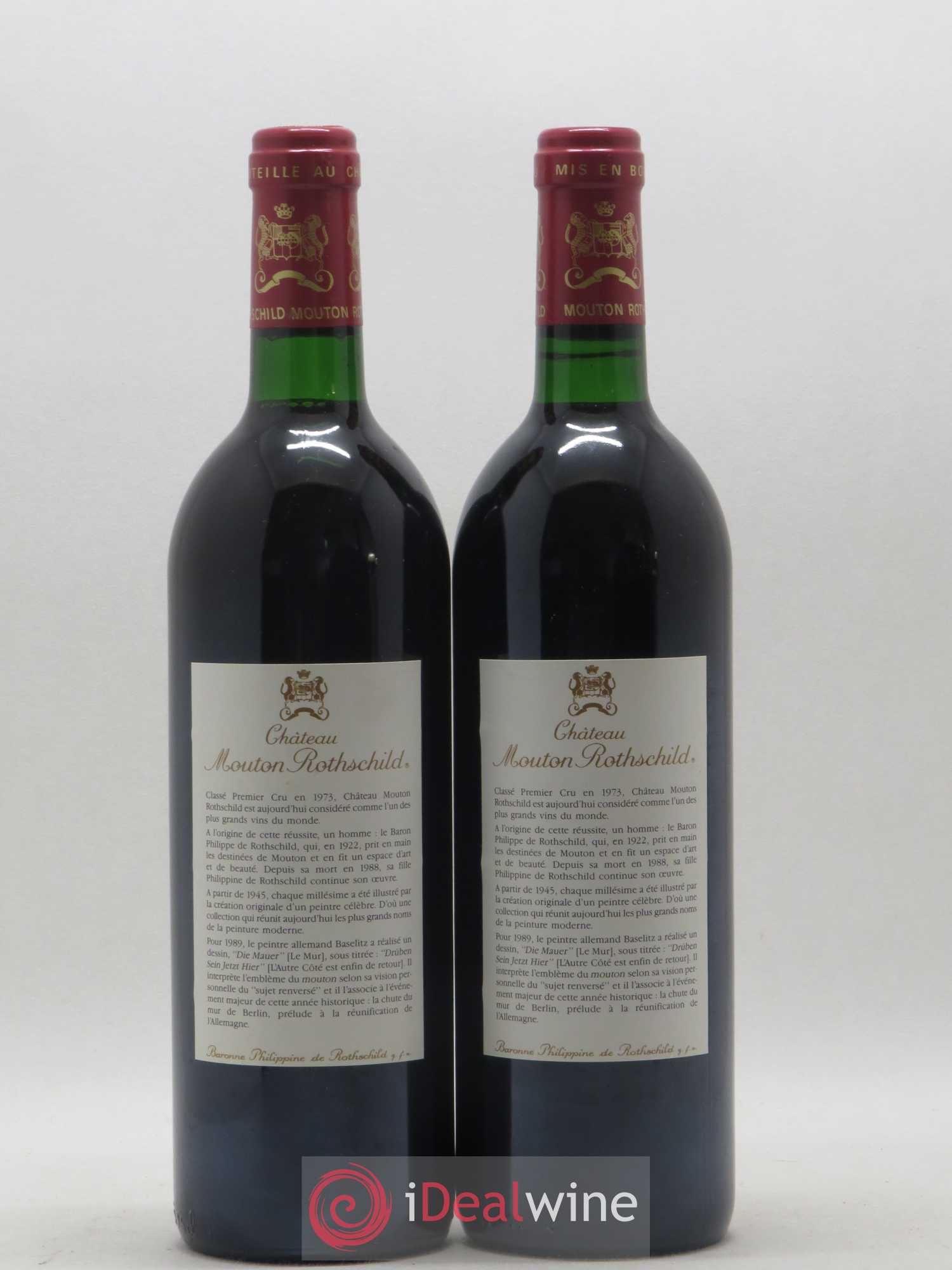 Château Mouton Rothschild 1er Grand Cru Classé 1989 - Lot de 2 bouteilles - 1