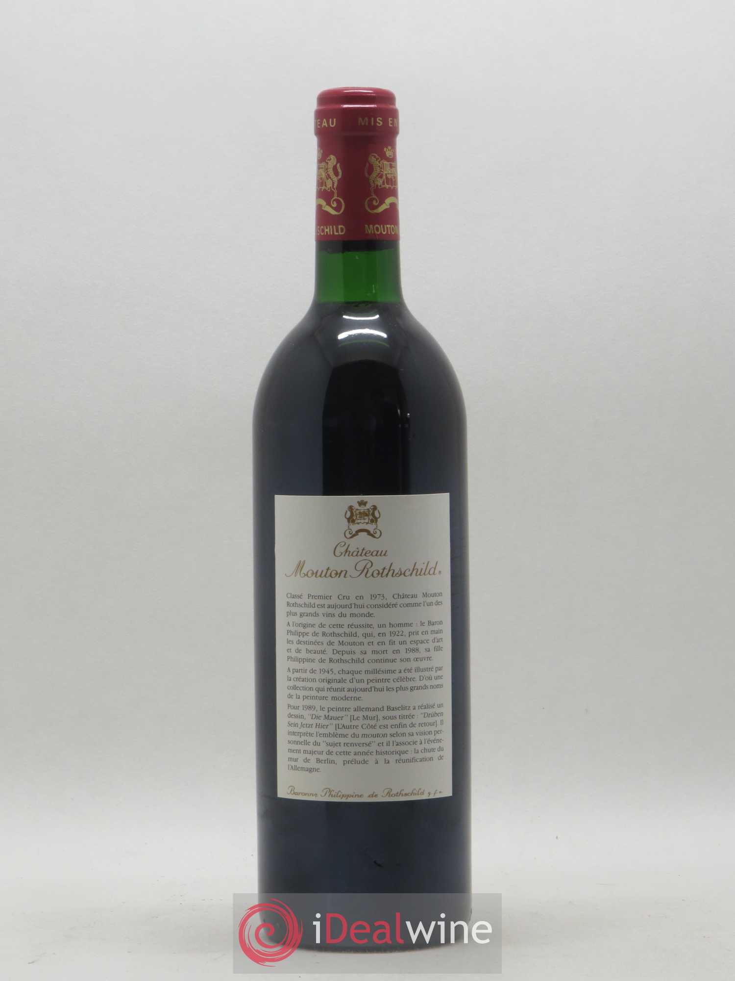 Château Mouton Rothschild 1er Grand Cru Classé 1989 - Lot de 1 bouteille - 1